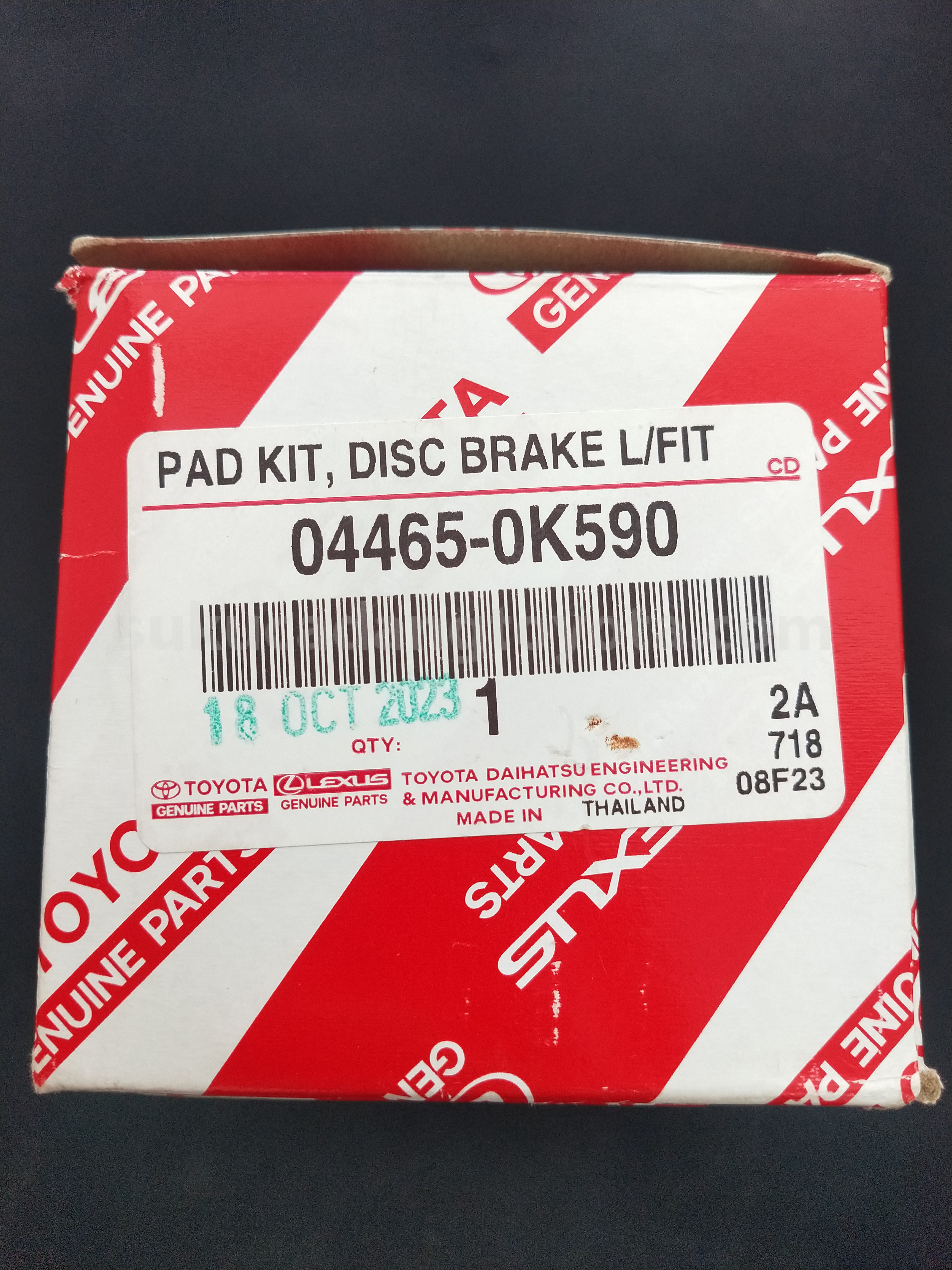 044650K590 PAD KIT, DISC BRAKE - TOYOTA