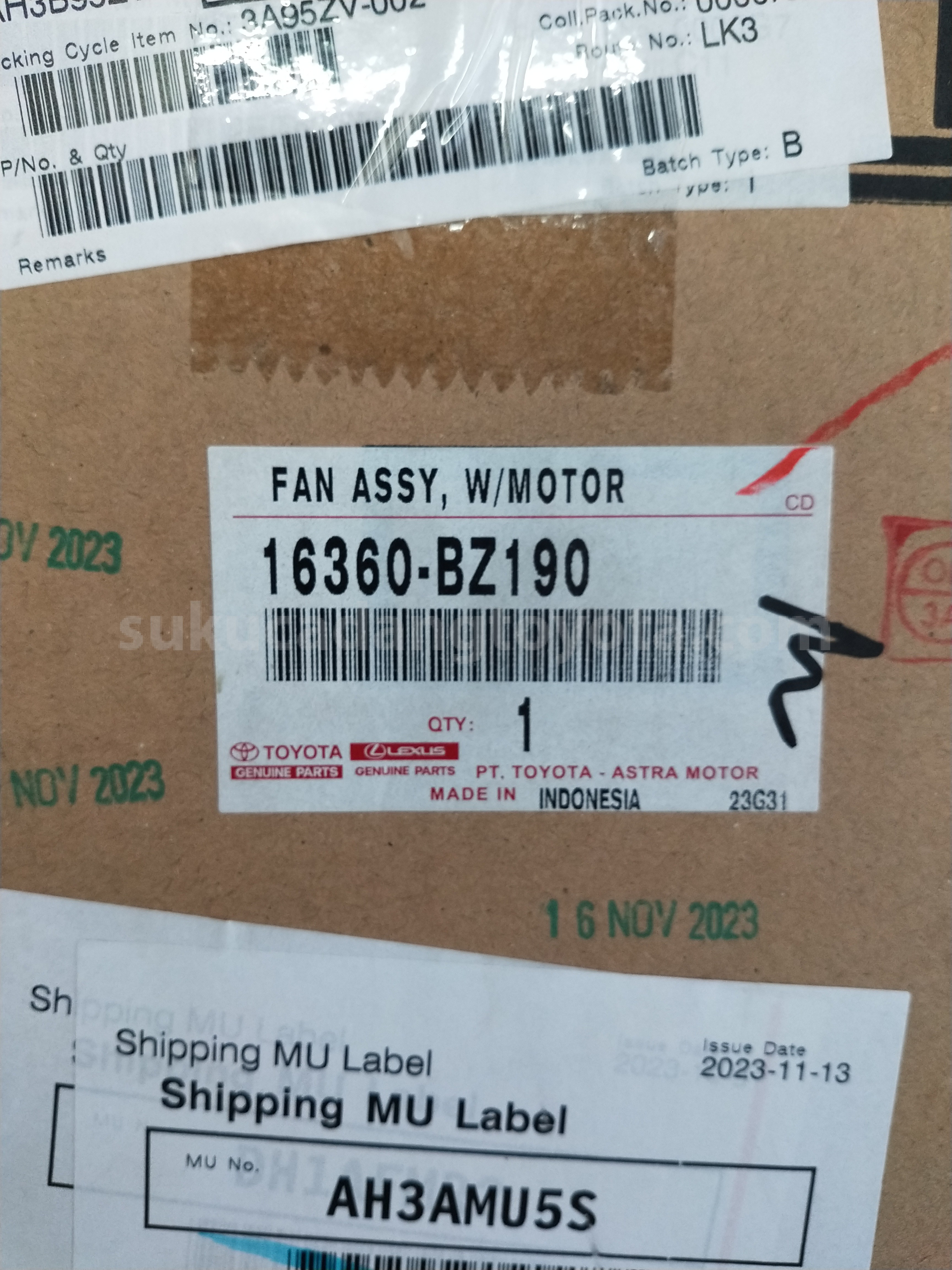16360BZ190 FAN ASSY, W/MOTOR - TOYOTA