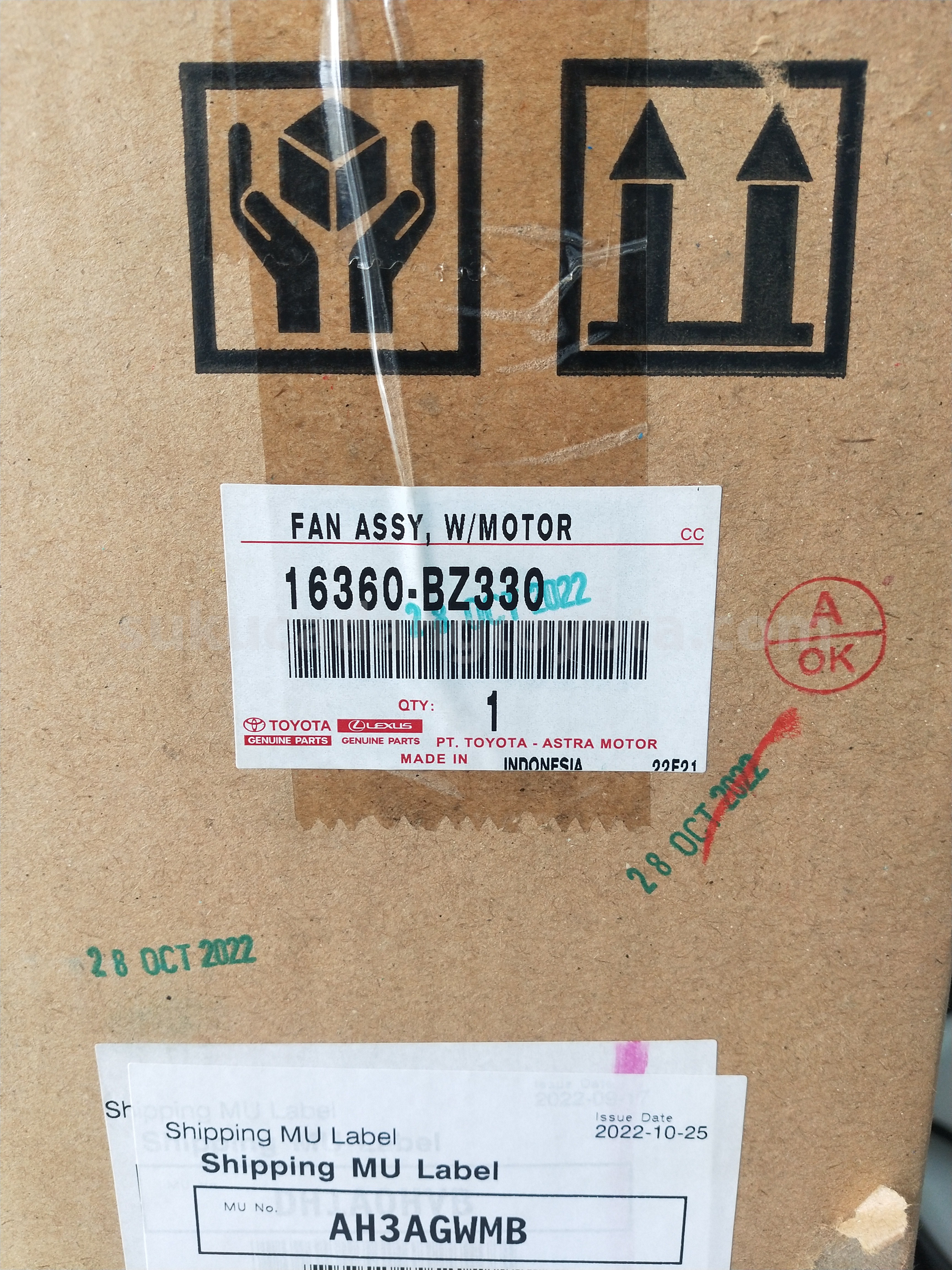 16360BZ330 FAN ASSY, W/MOTOR - TOYOTA