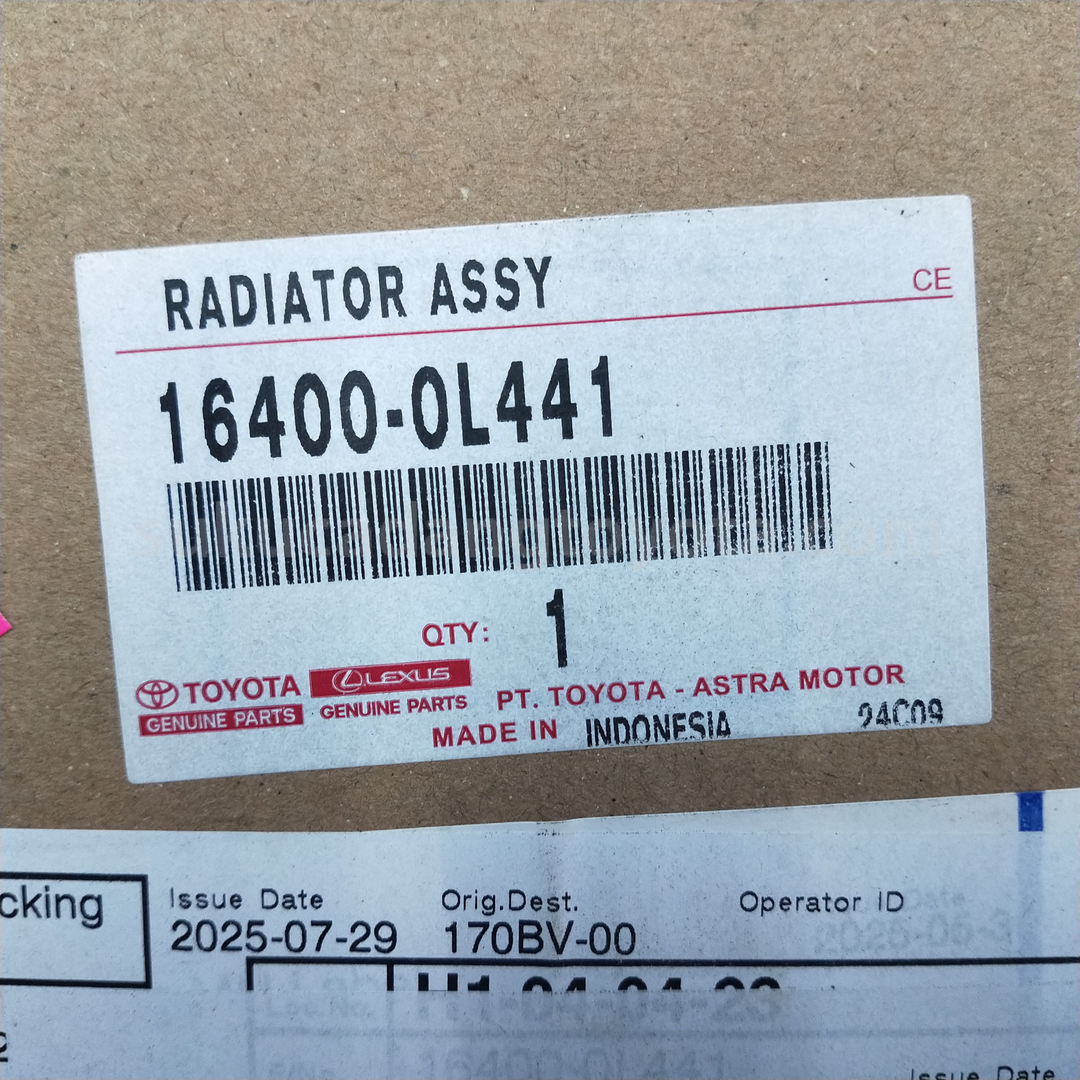 164000L441 RADIATOR ASSY - TOYOTA