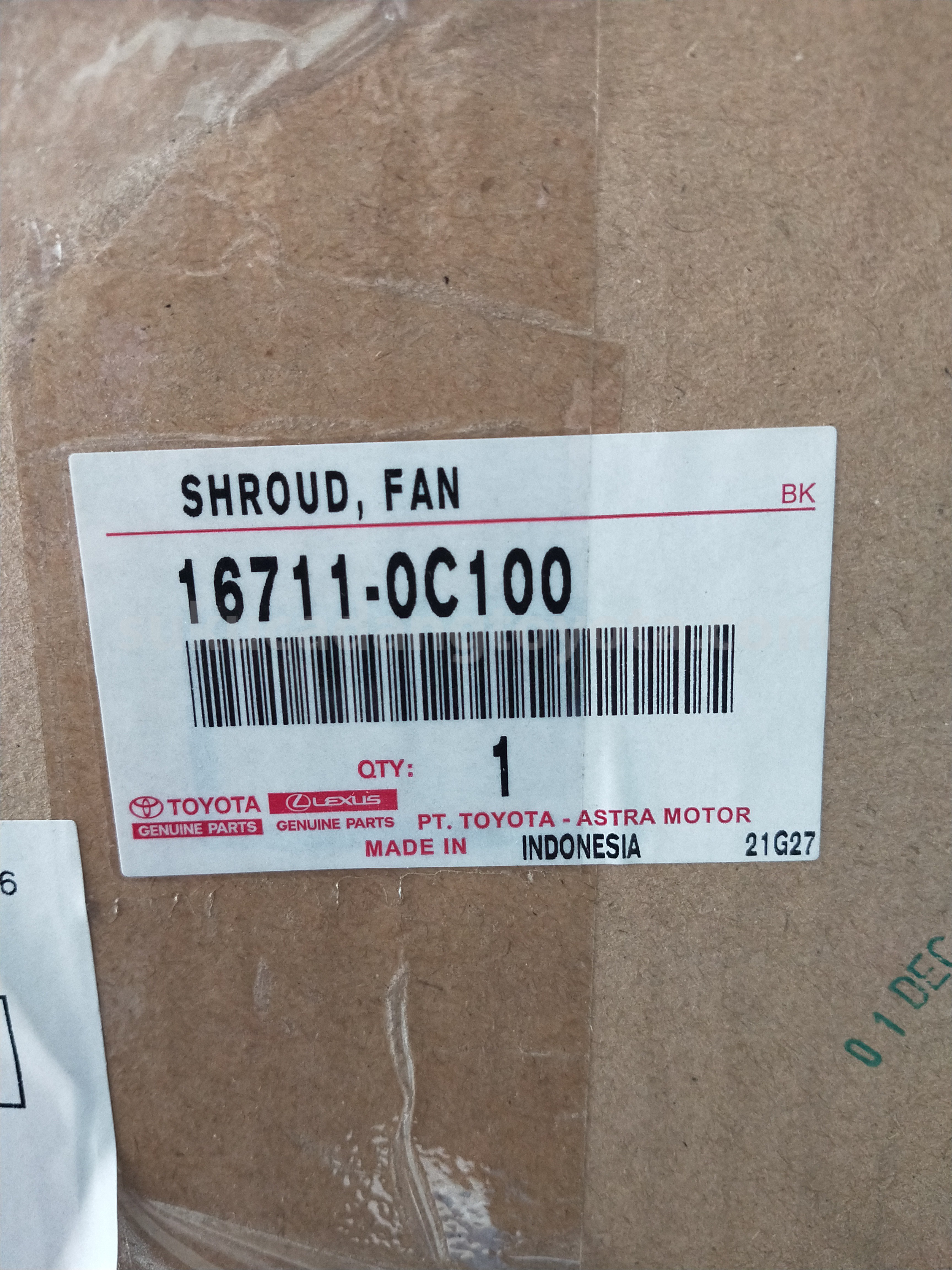 167110C100 SHROUD, FAN - TOYOTA