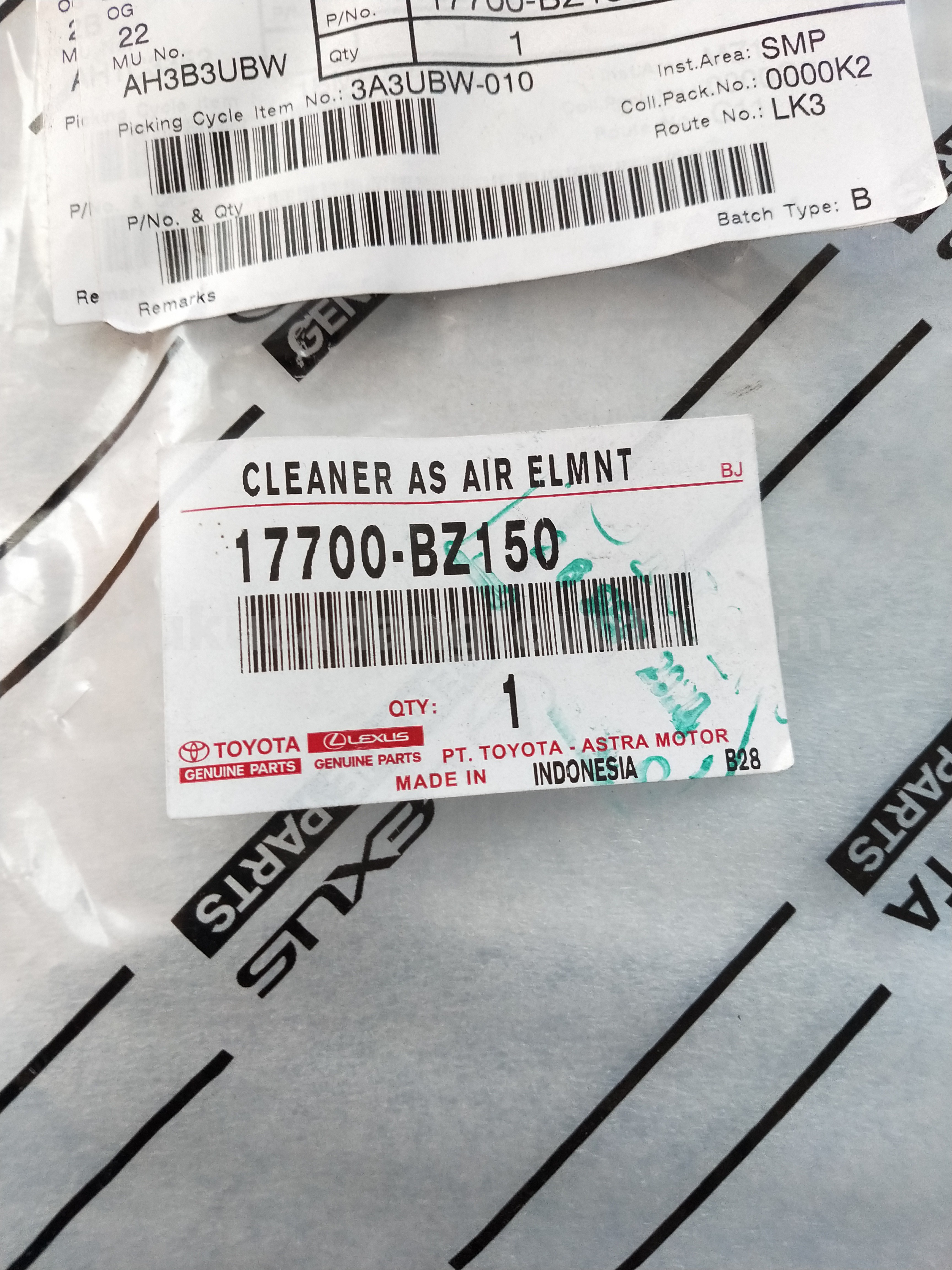 17700BZ150 CLEANER AS AIR ELMNT - TOYOTA