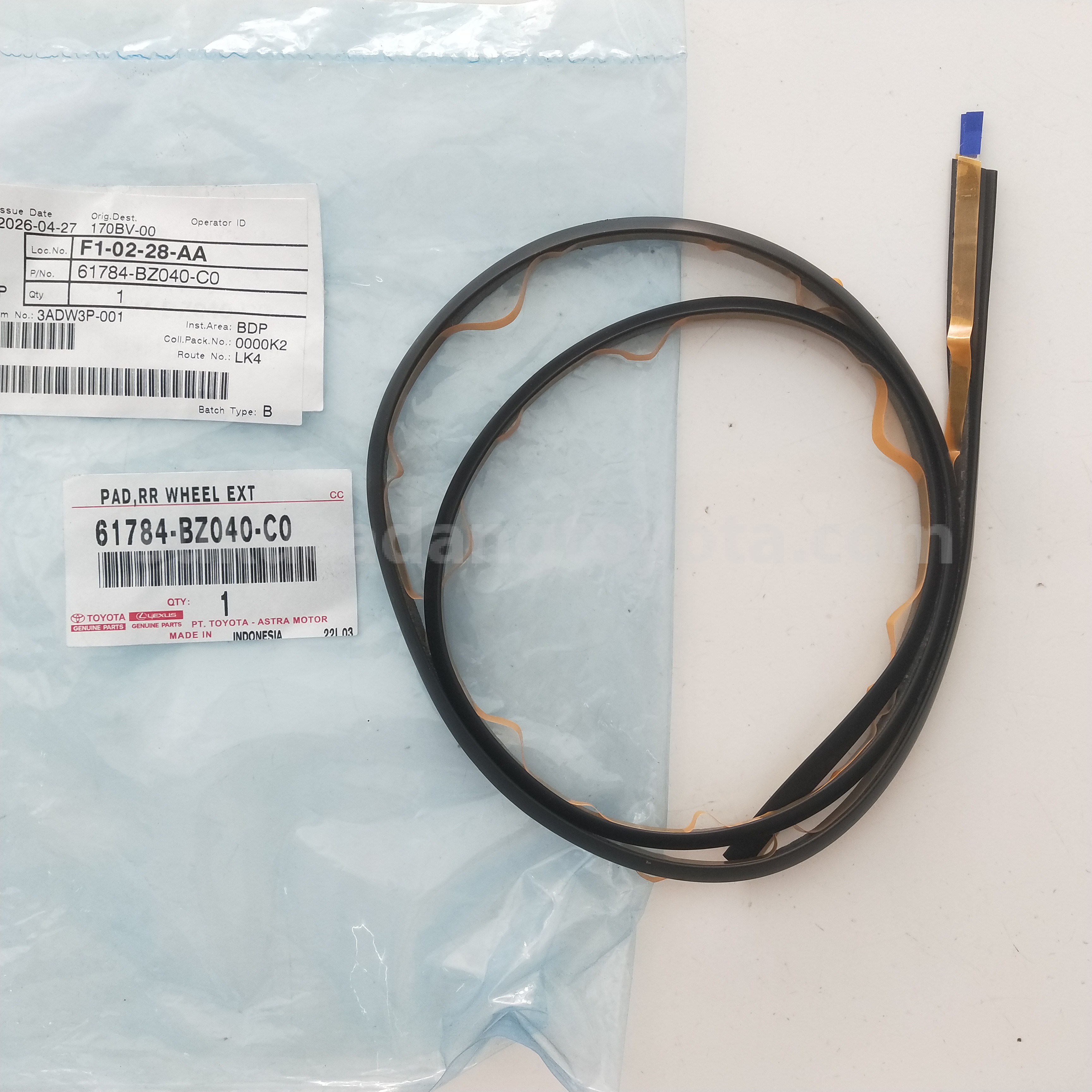61784BZ040C0 PAD,RR WHEEL EXT - TOYOTA
