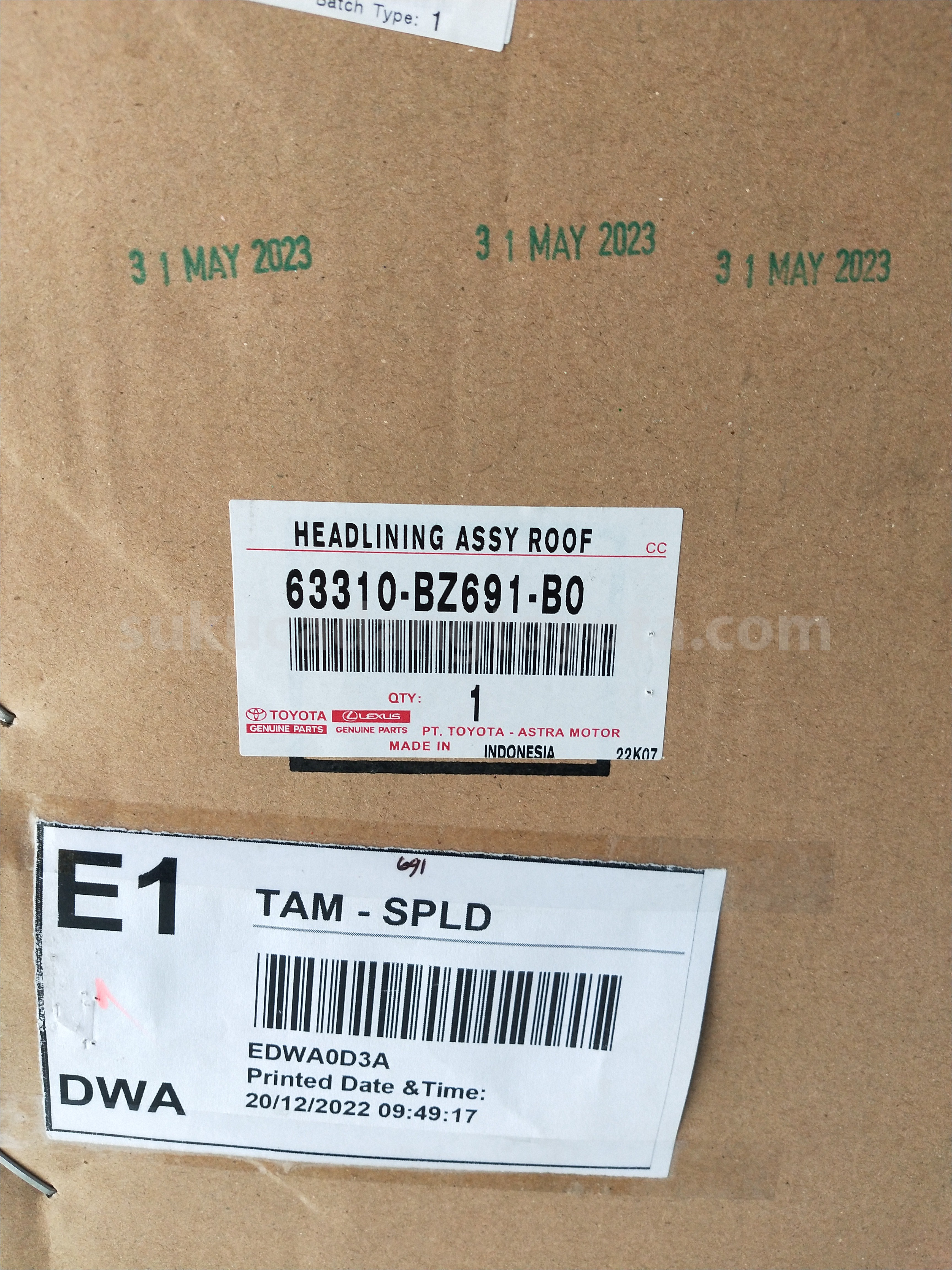 63310BZ691B0 HEADLINING ASSY ROOF - TOYOTA