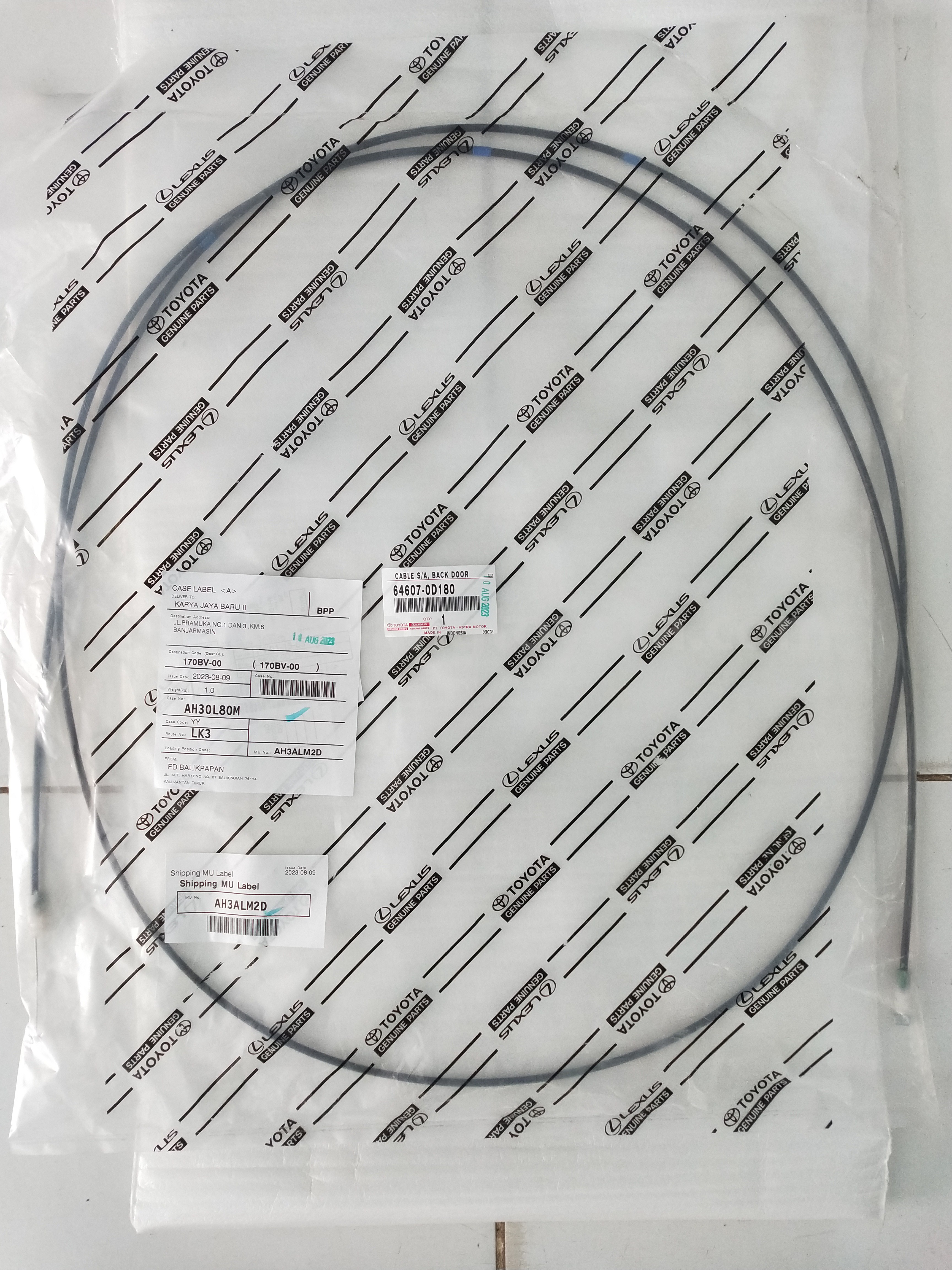 646070D180 CABLE S/A, BACK DOOR - TOYOTA