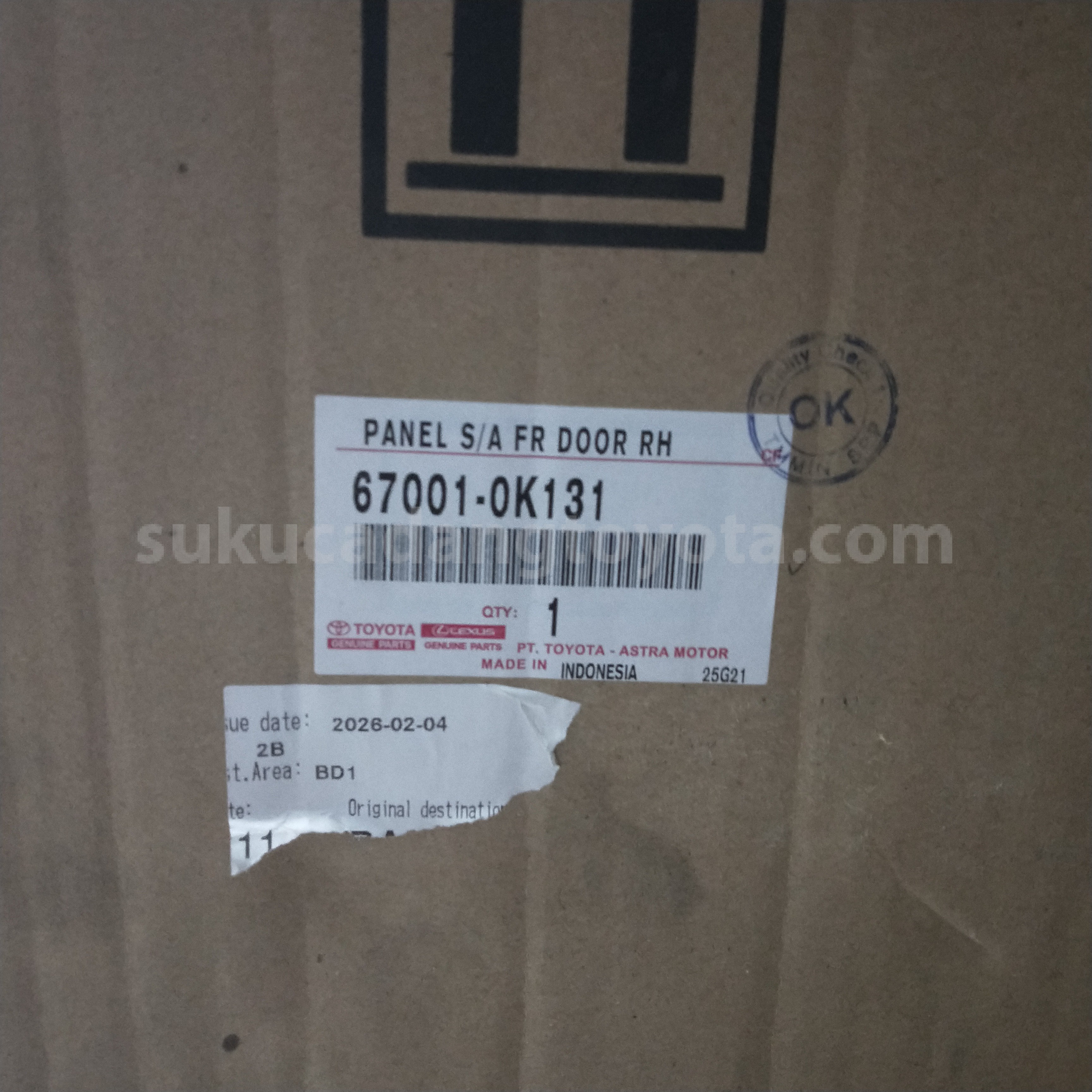 670010K131 PANEL S/A FR DOOR RH - TOYOTA