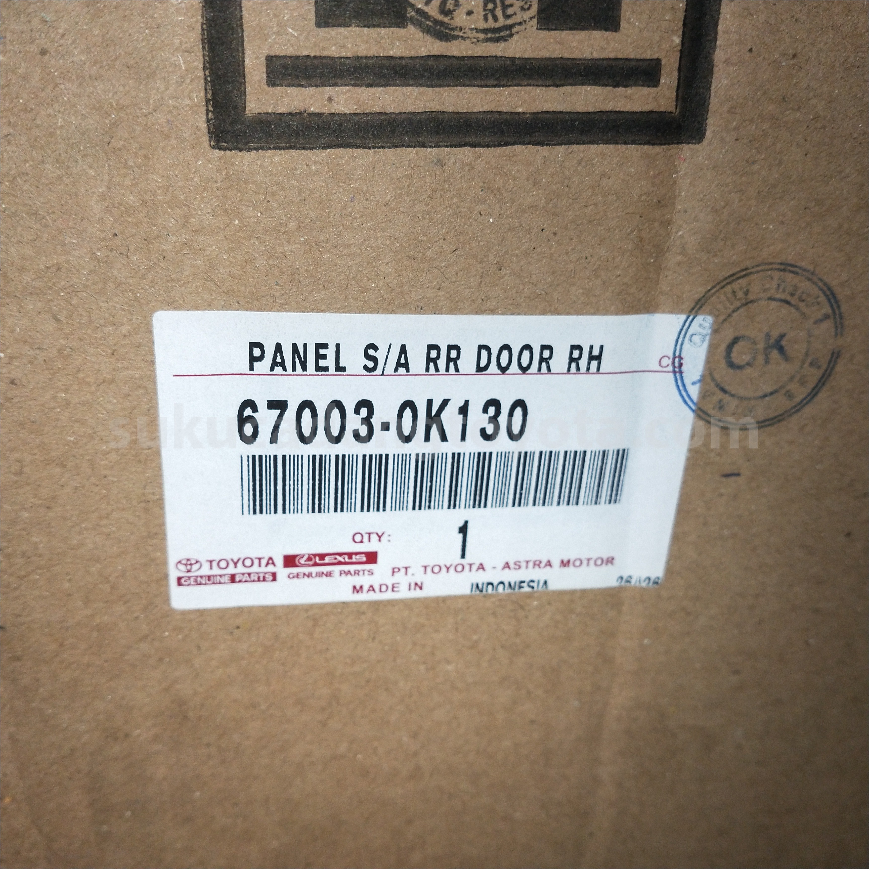 670030K130 PANEL S/A RR DOOR RH - TOYOTA