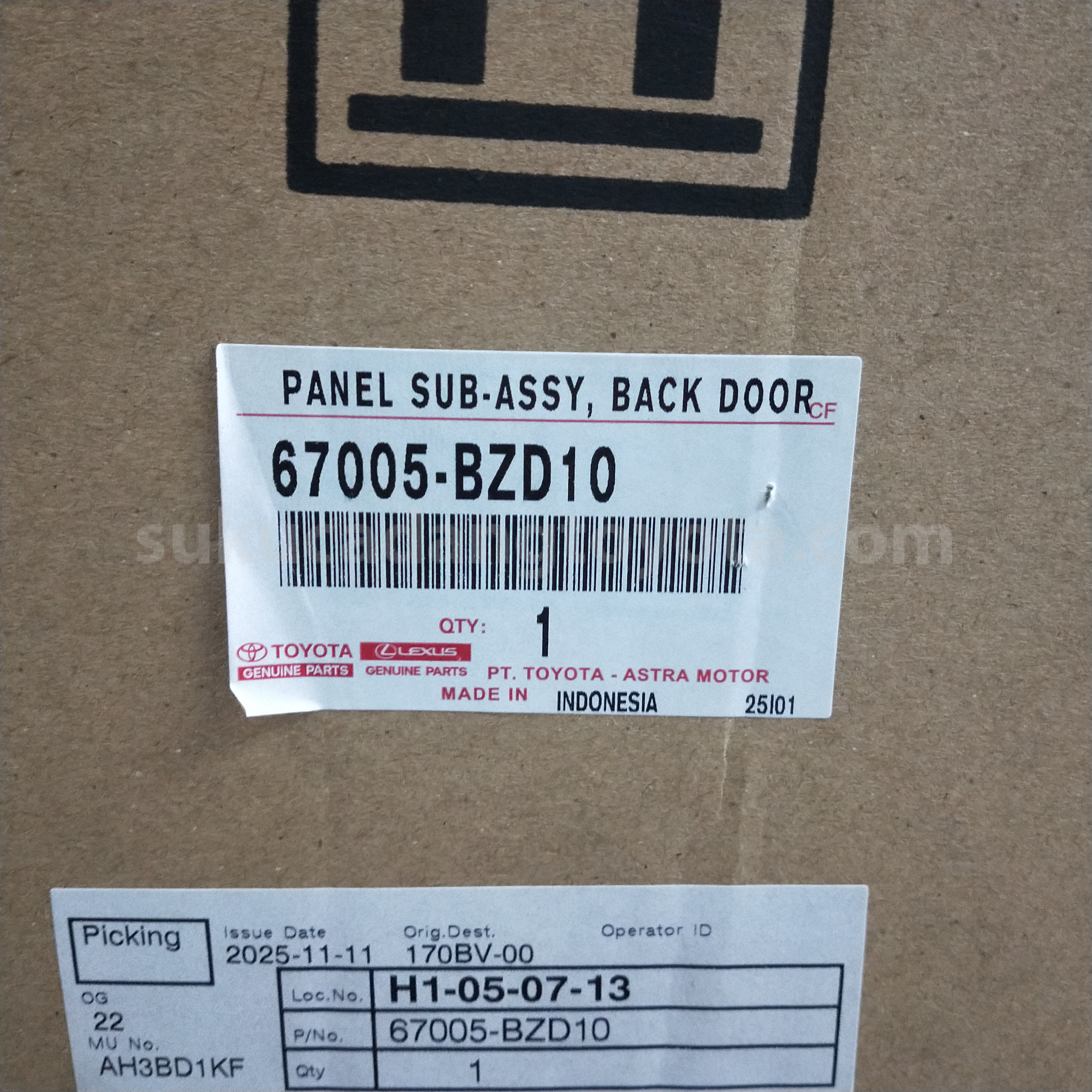 67005BZD10 PANEL SUB-ASSY, BACK DOOR - TOYOTA
