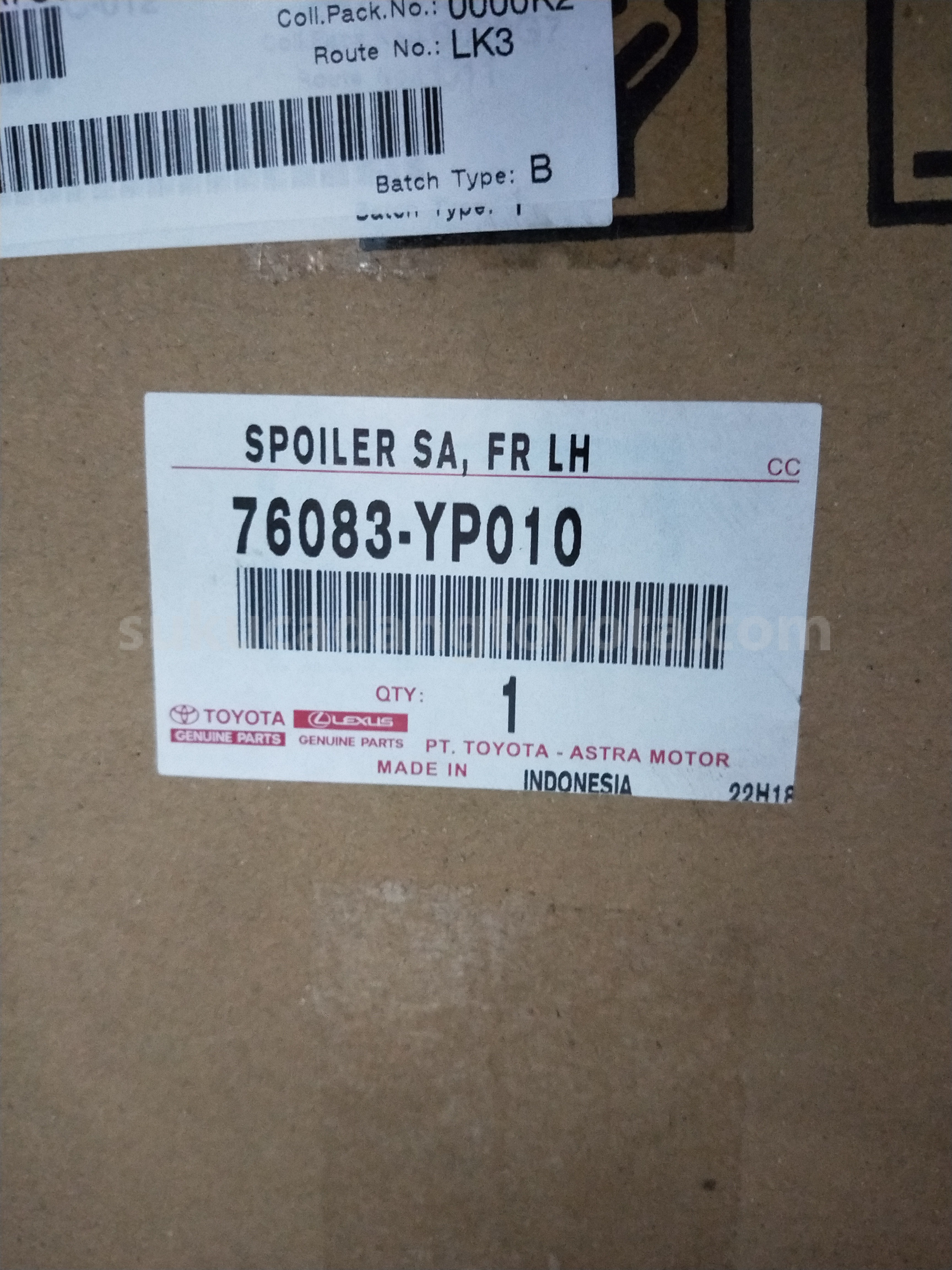 76083YP010 SPOILER SA, FR LH - TOYOTA