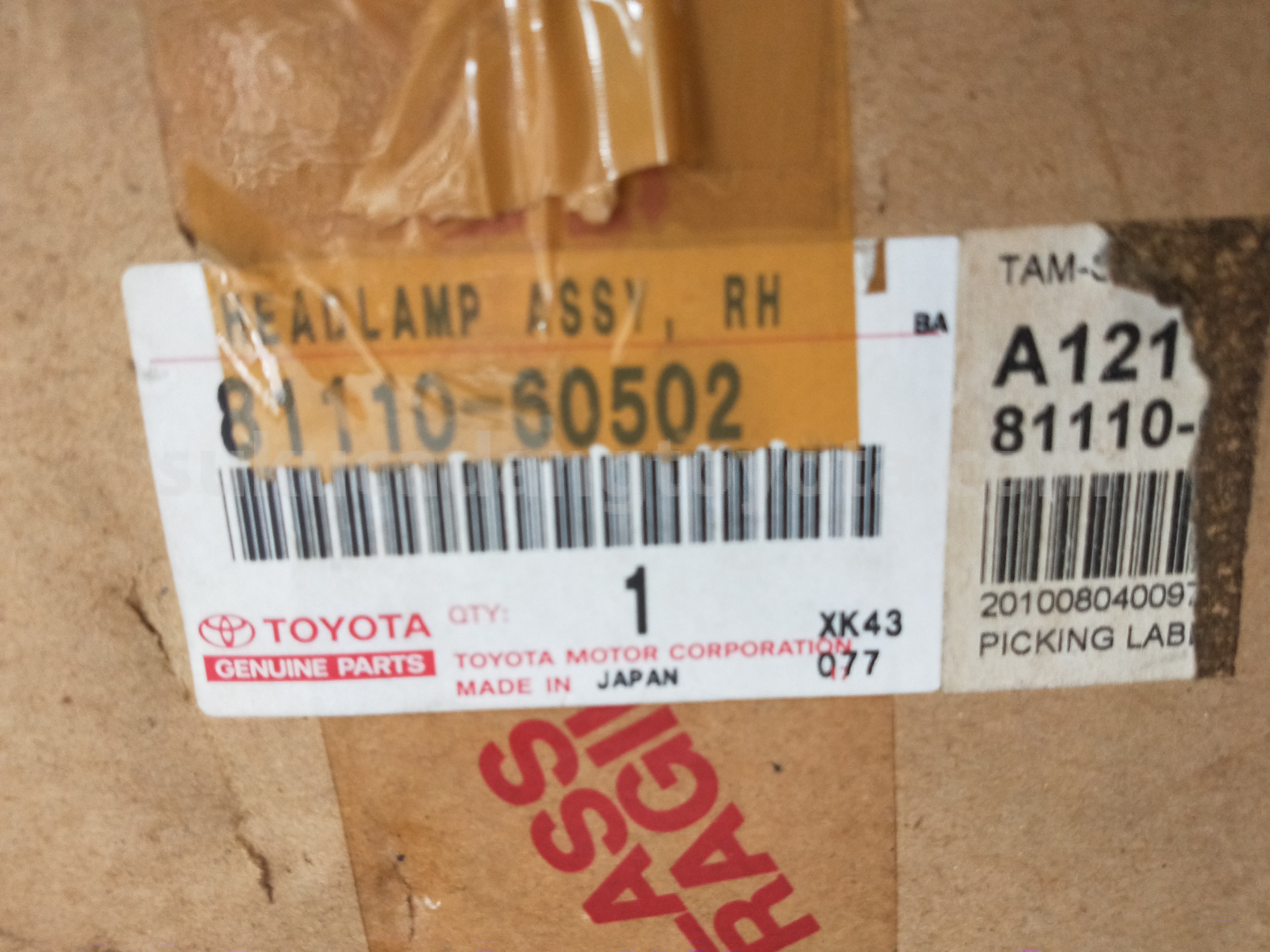 8111060502 HEADLAMP ASSY, RH - TOYOTA
