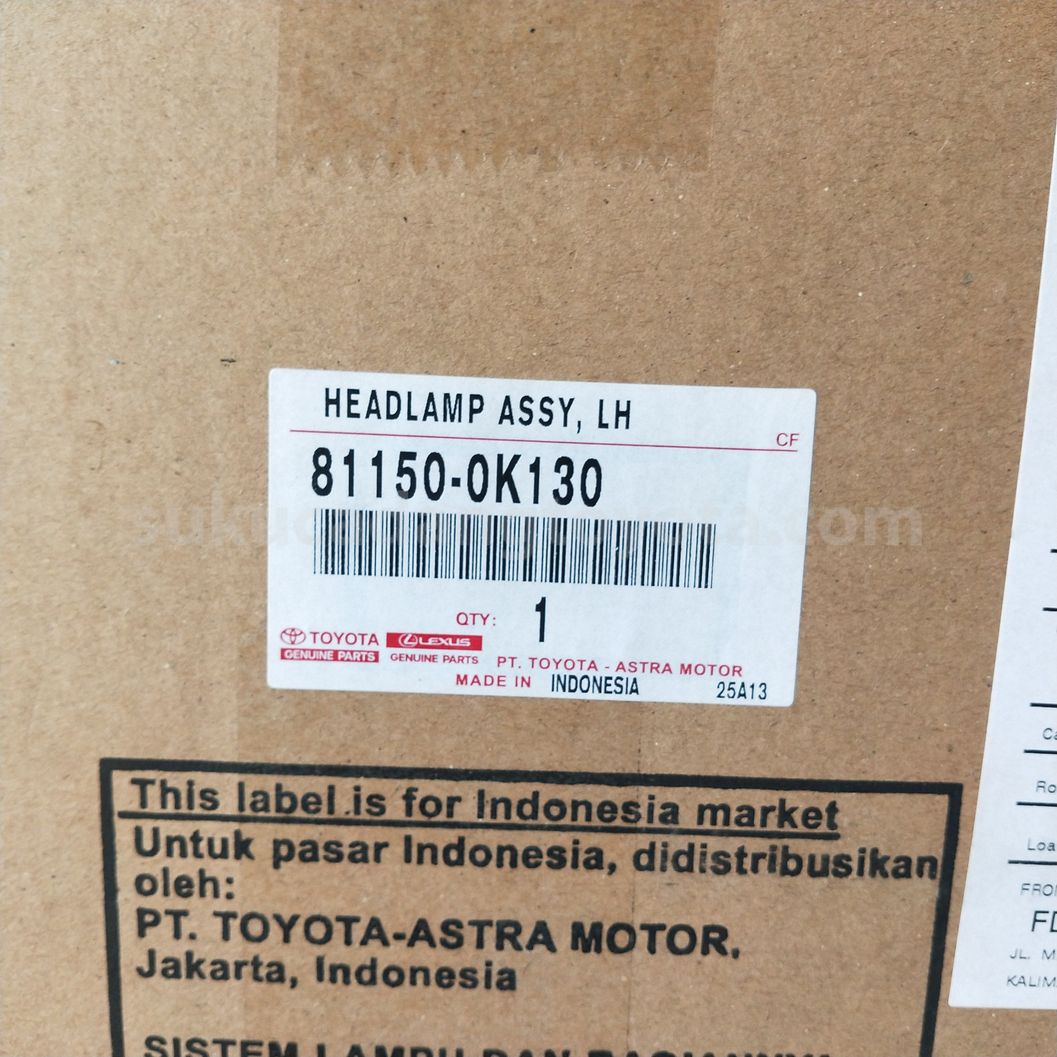 811500K130 HEADLAMP ASSY, LH - TOYOTA