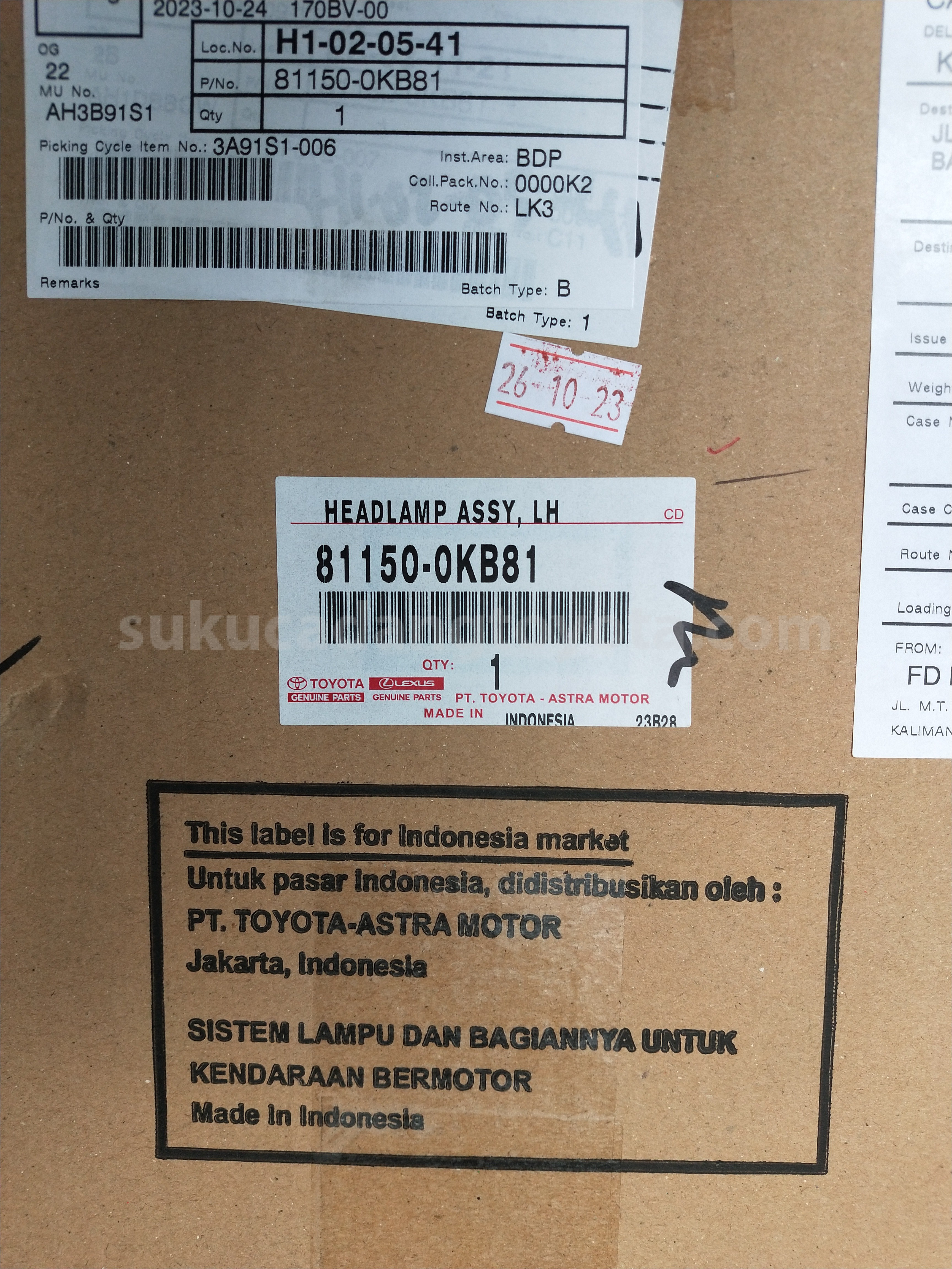 811500KB81 HEADLAMP ASSY, LH - TOYOTA