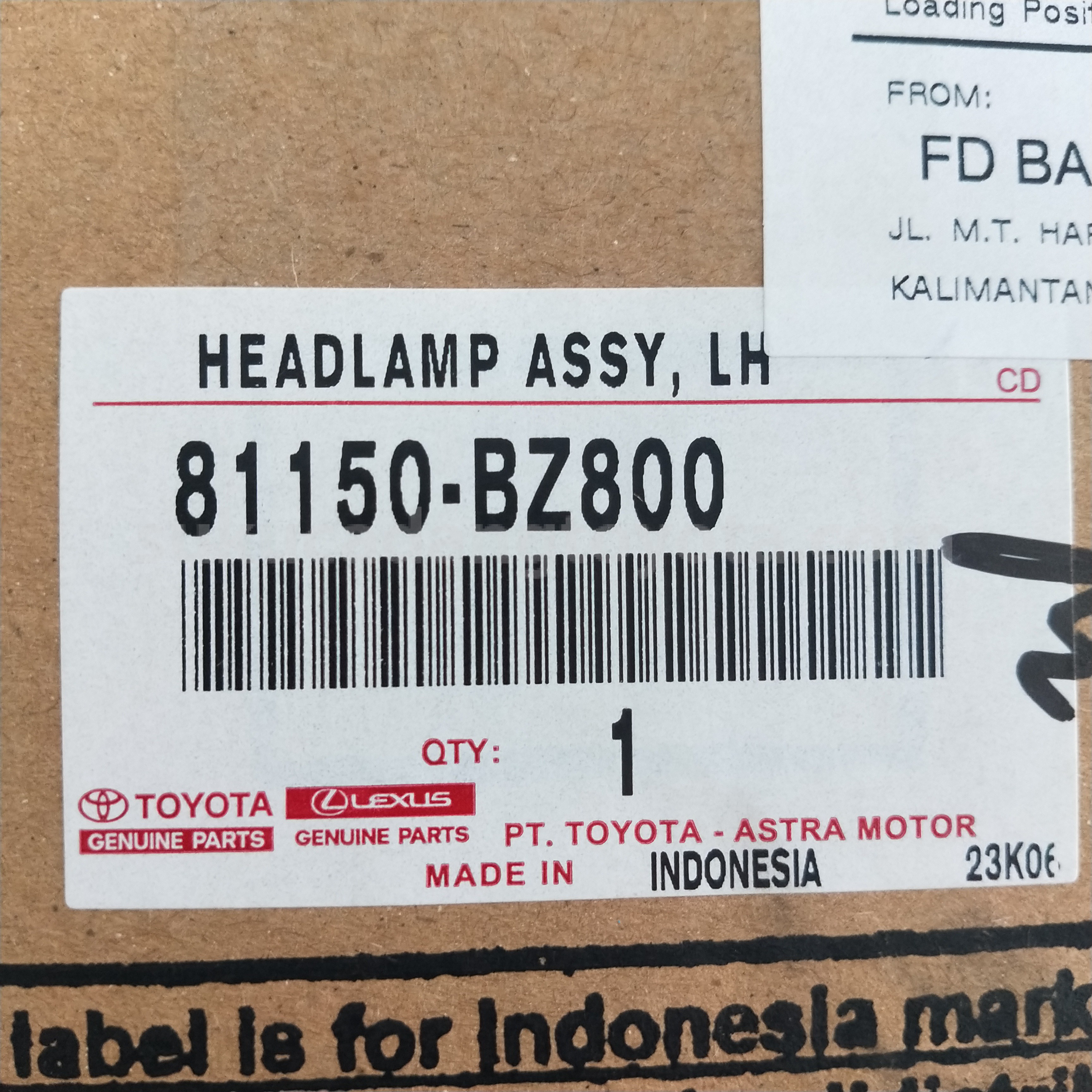 81150BZ800 HEADLAMP ASSY, LH - TOYOTA