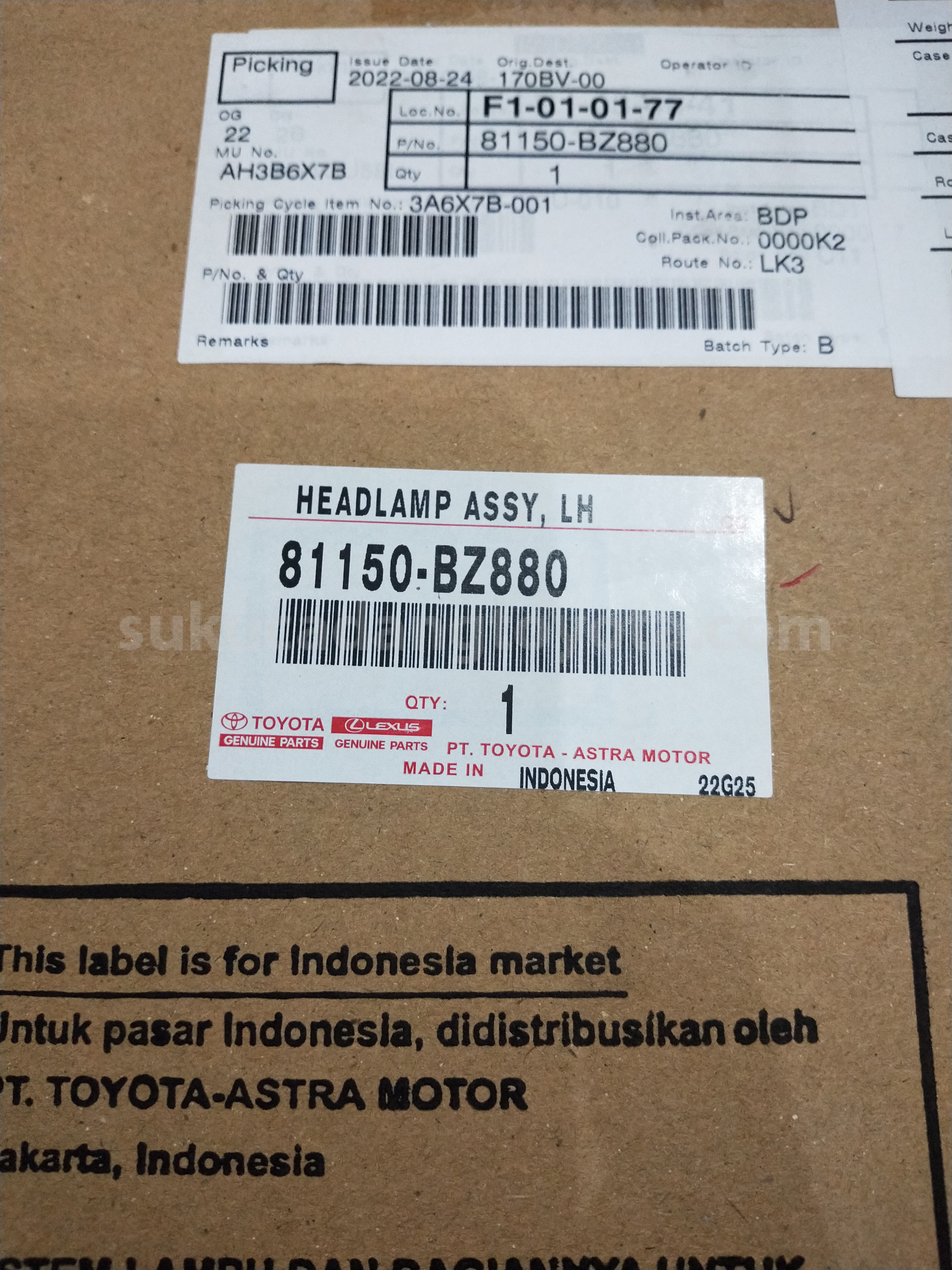 81150BZ880 HEADLAMP ASSY, LH - TOYOTA