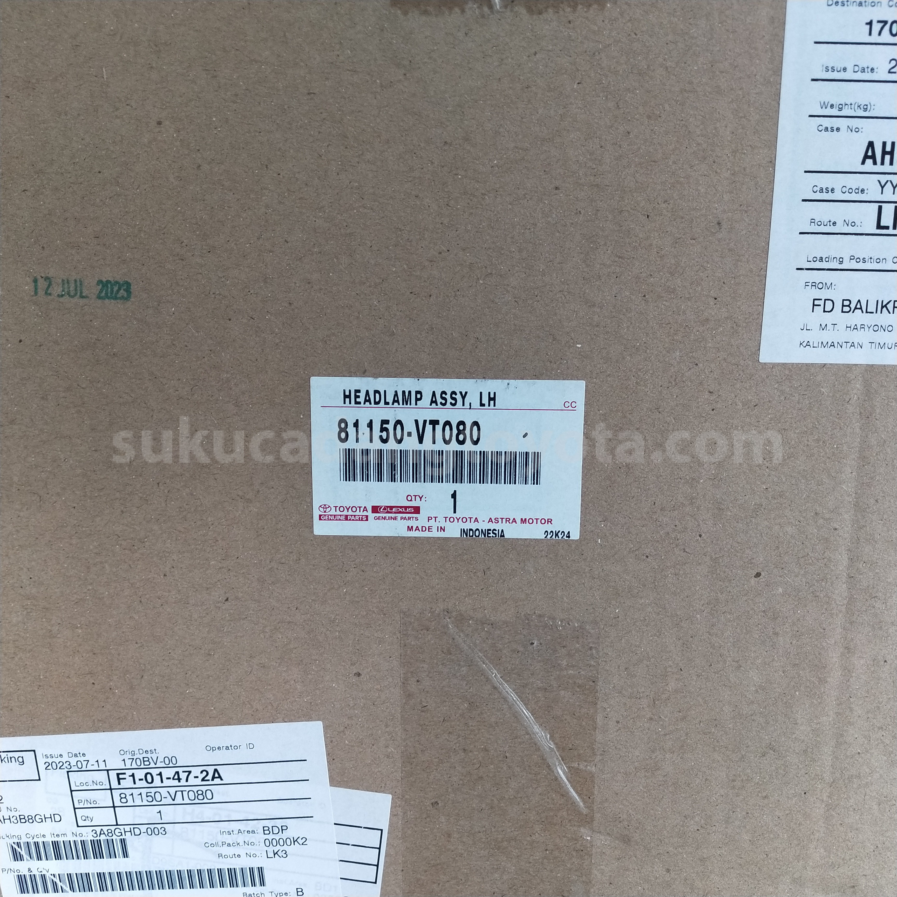 81150VT080 HEADLAMP ASSY, LH - TOYOTA