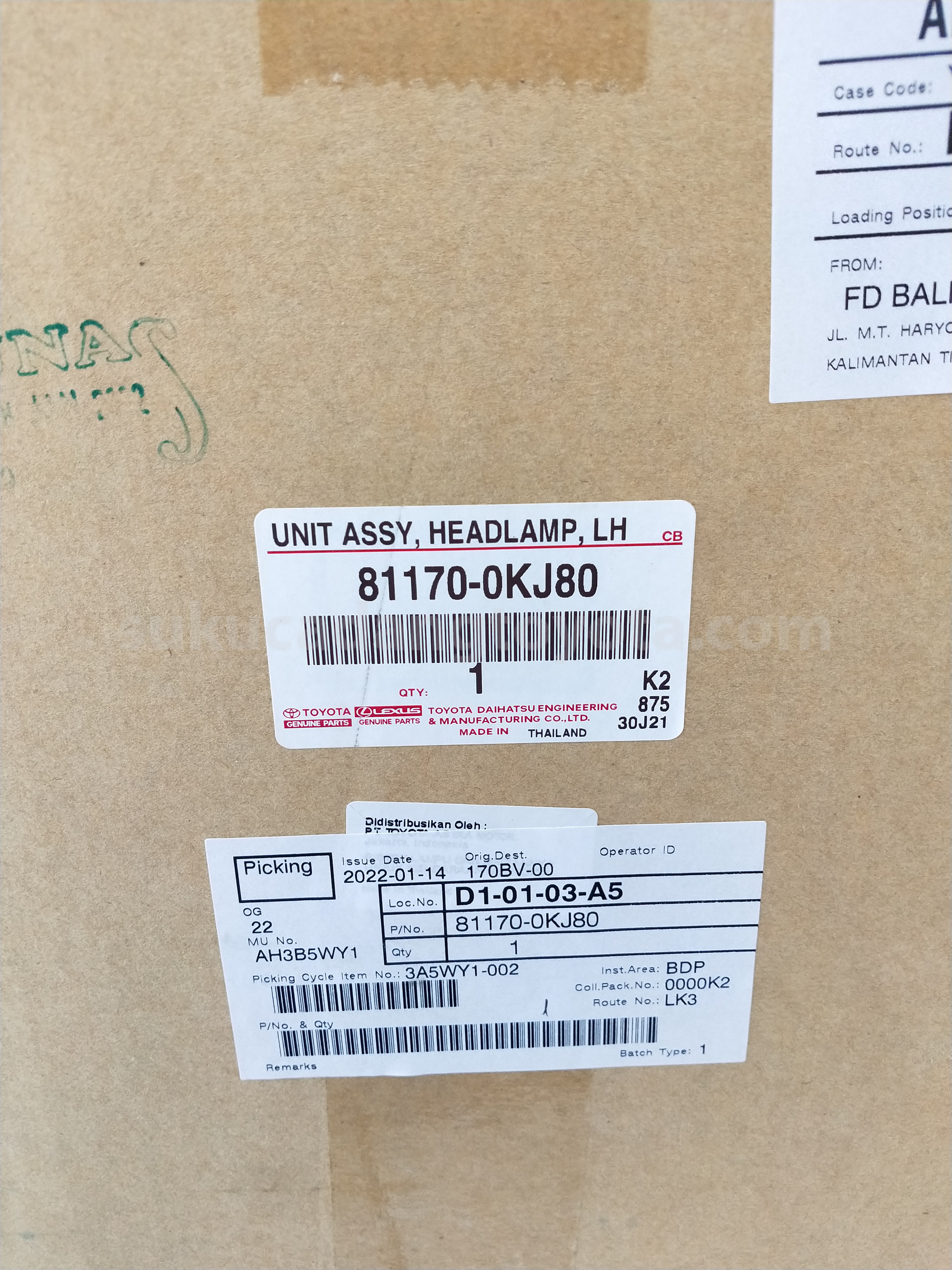 811700KJ80 UNIT ASSY, HEADLAMP, - TOYOTA