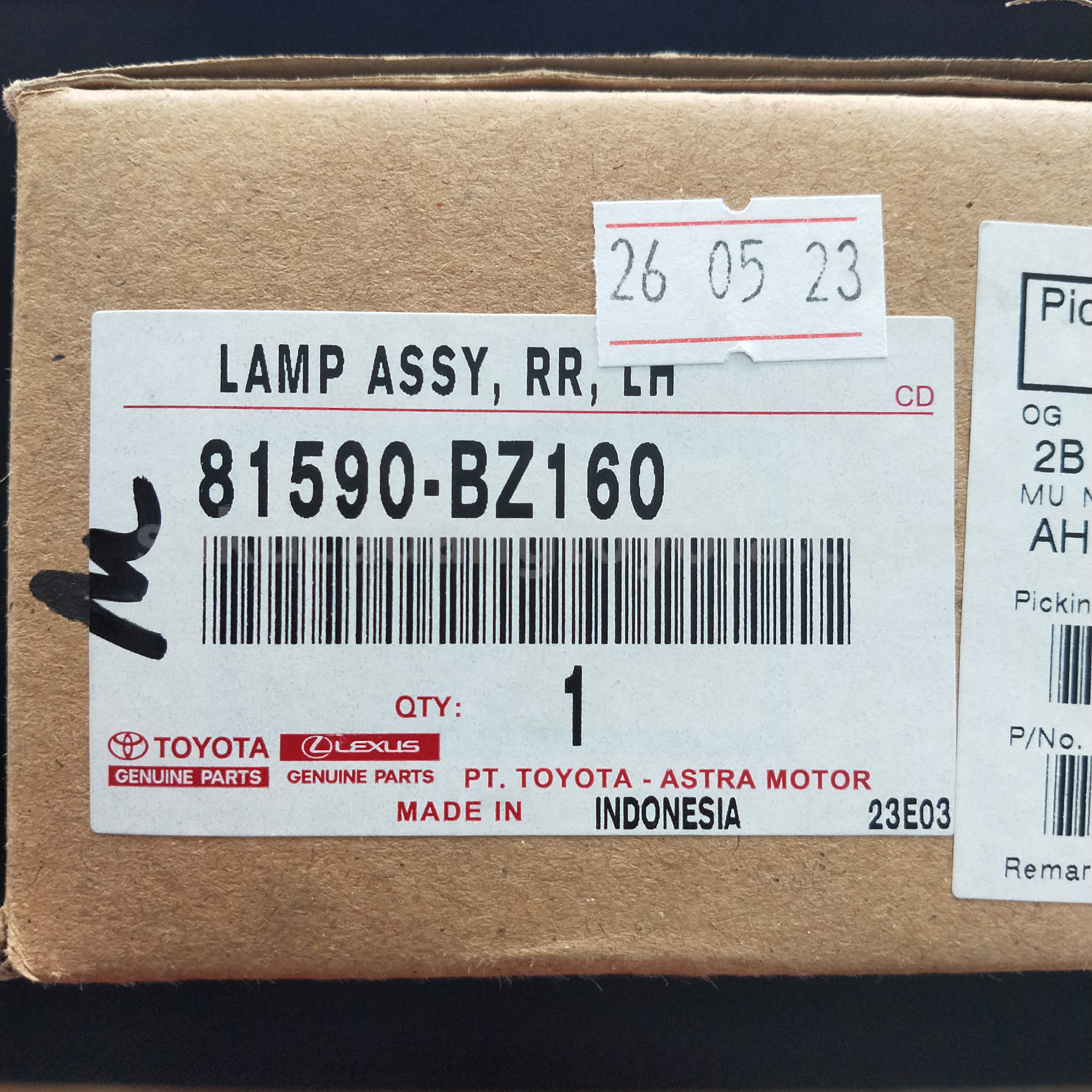 81590BZ160 LAMP ASSY, RR, LH - TOYOTA