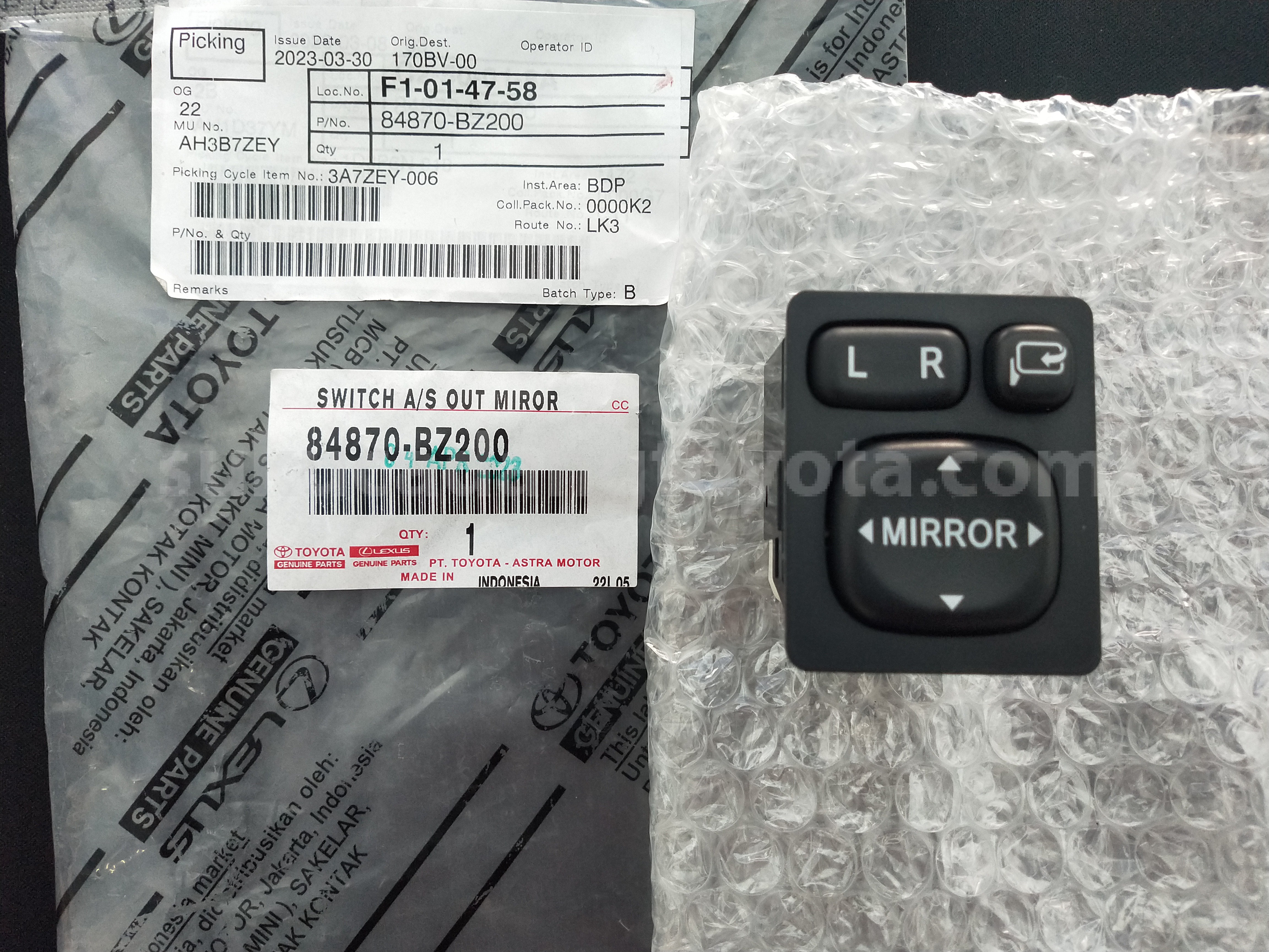 84870BZ200 SWITCH A/S OUT MIROR - TOYOTA