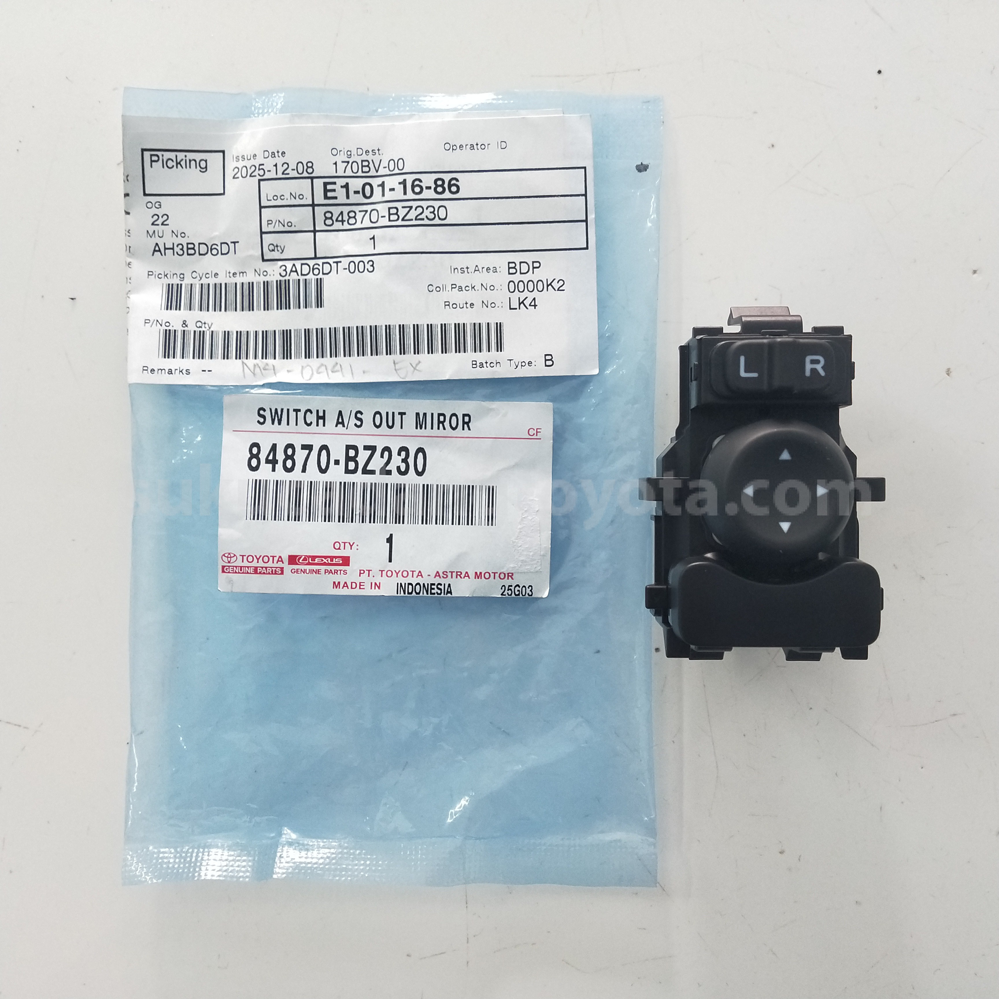 84870BZ230 SWITCH A/S OUT MIROR - TOYOTA