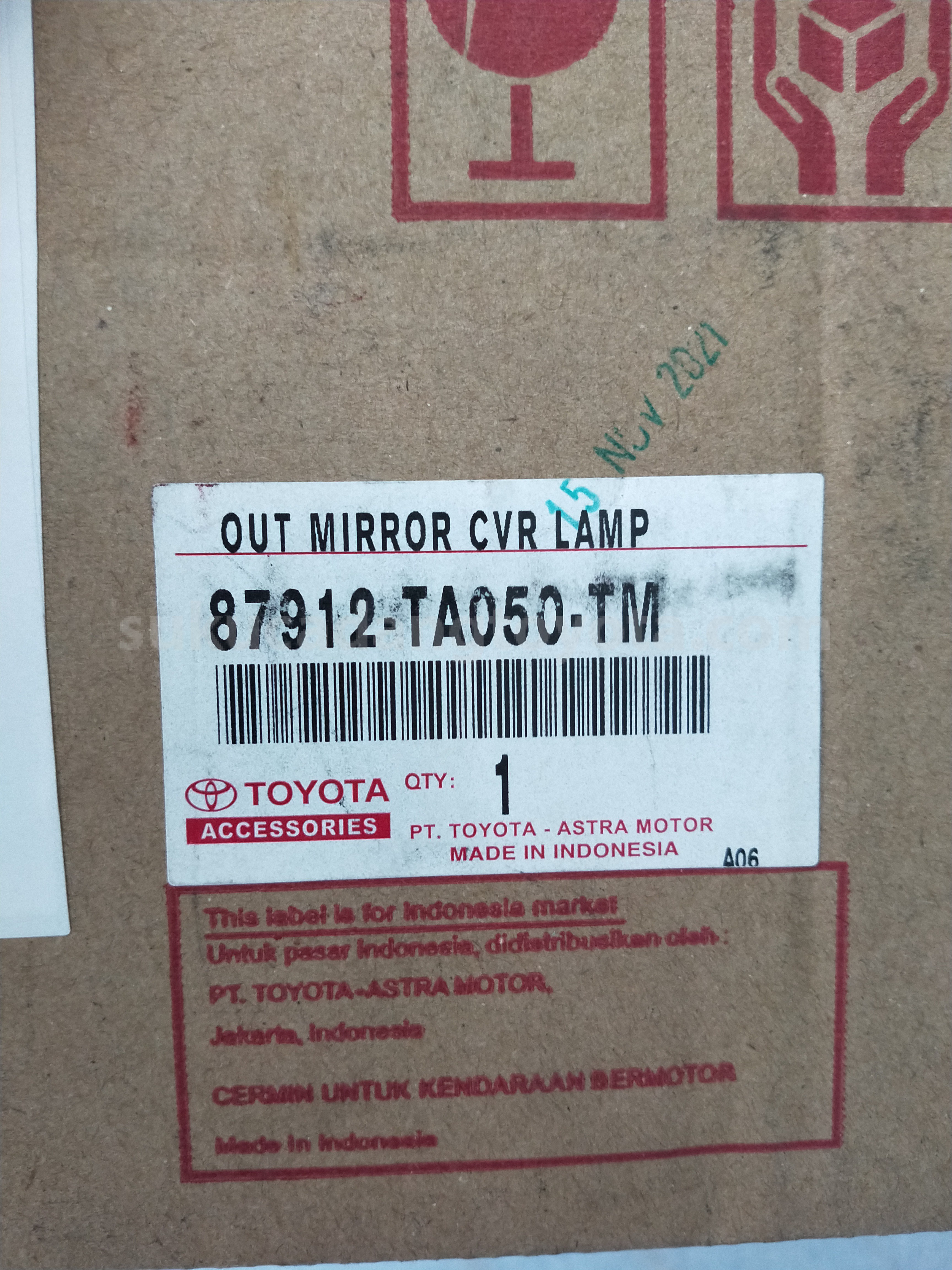 87912TA050TM OUT MIRROR CVR LAMP - TOYOTA