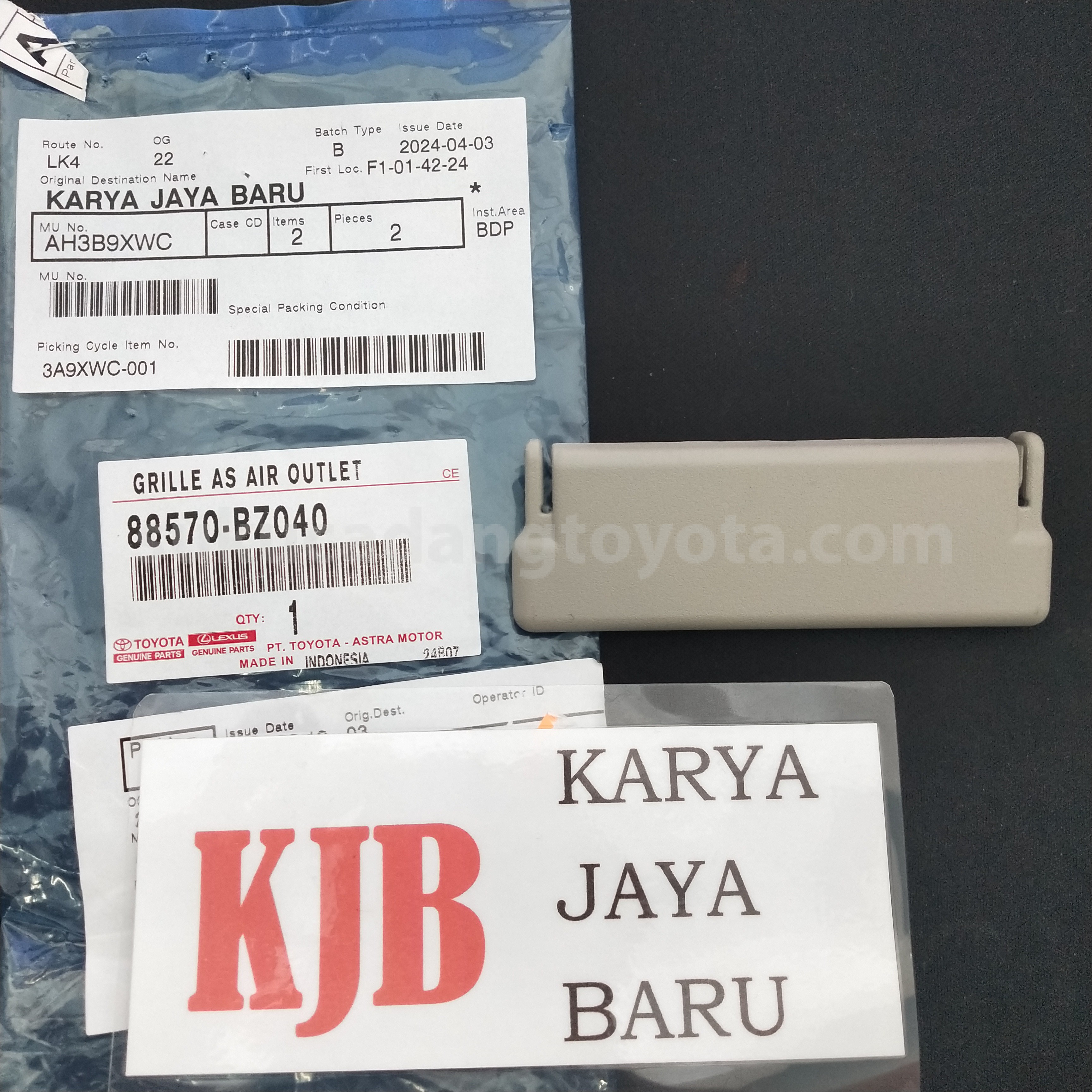 88570BZ040 GRILLE AS AIR OUTLET - TOYOTA