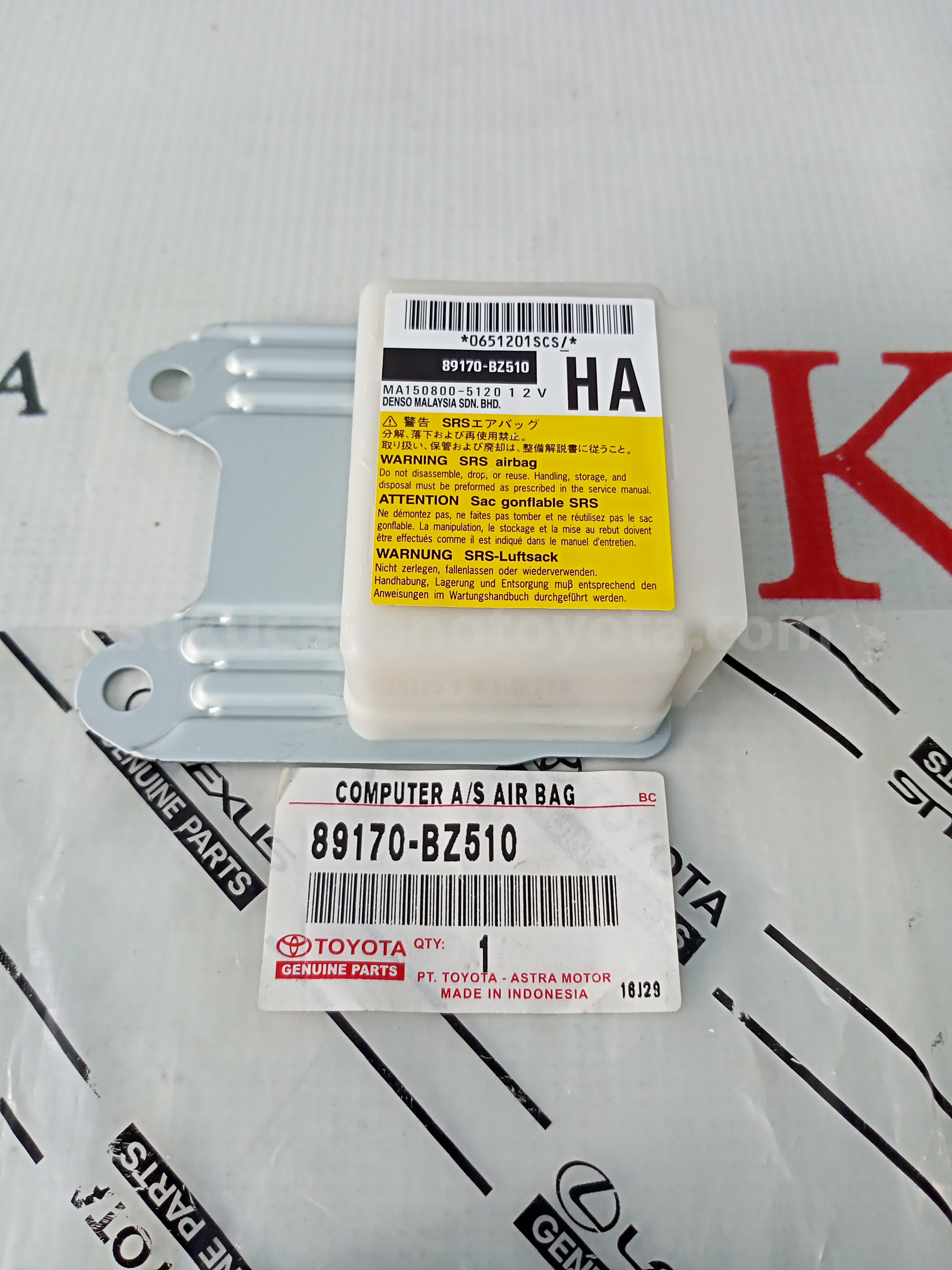 89170BZ510 COMPUTER A/S AIR BAG - TOYOTA