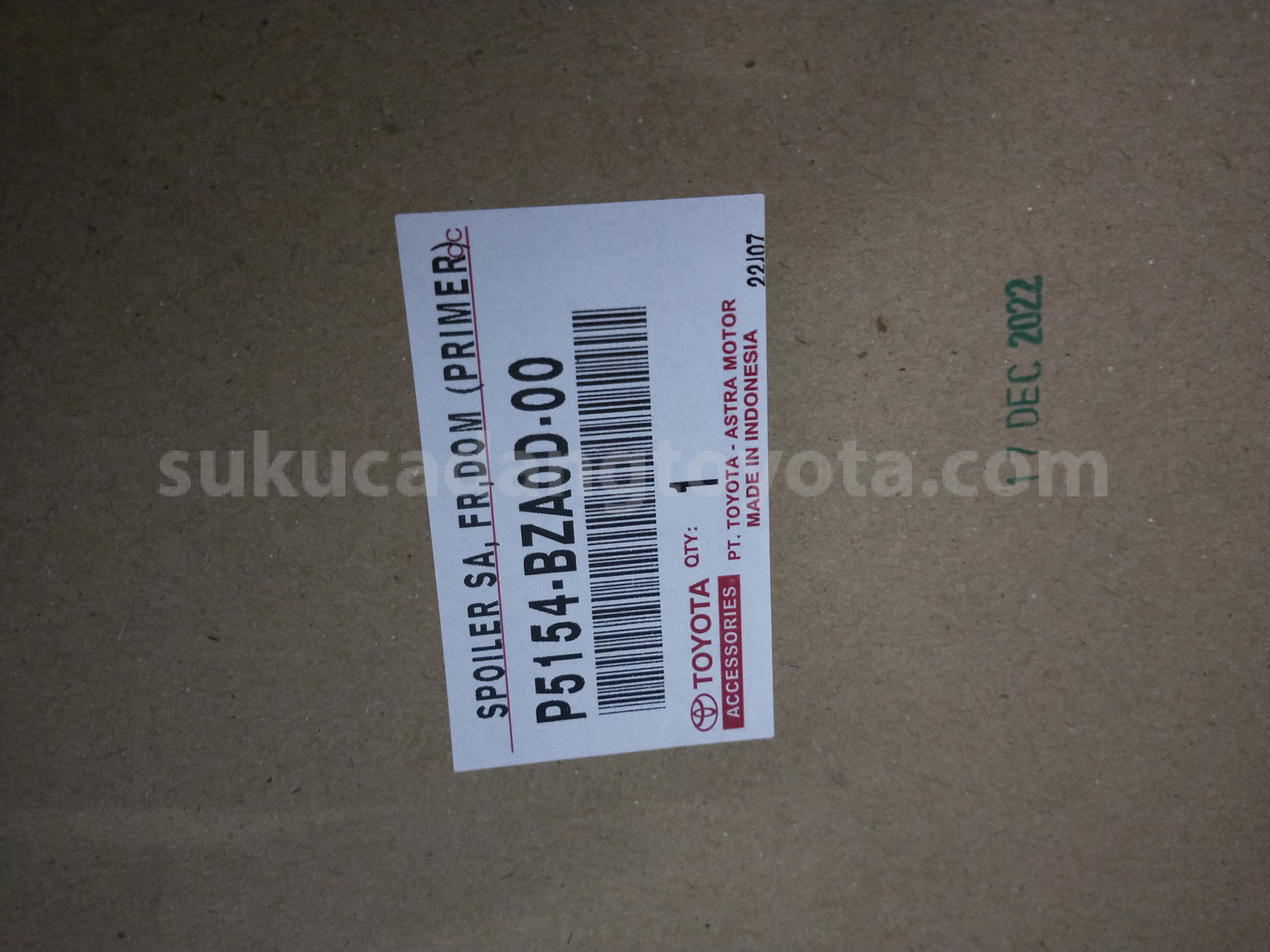P5154BZA0D00 SPOILER SA, FR,DOM (PRIMER) - TOYOTA