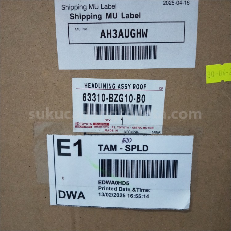63310BZG10B0 HEADLINING ASSY ROOF - TOYOTA