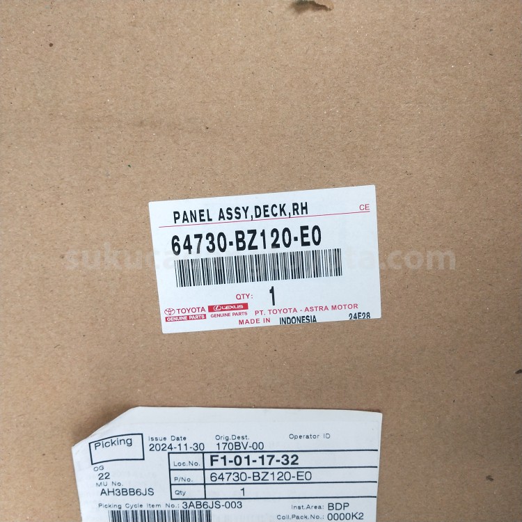 64730BZ120E0 PANEL ASSY,DECK,RH - TOYOTA