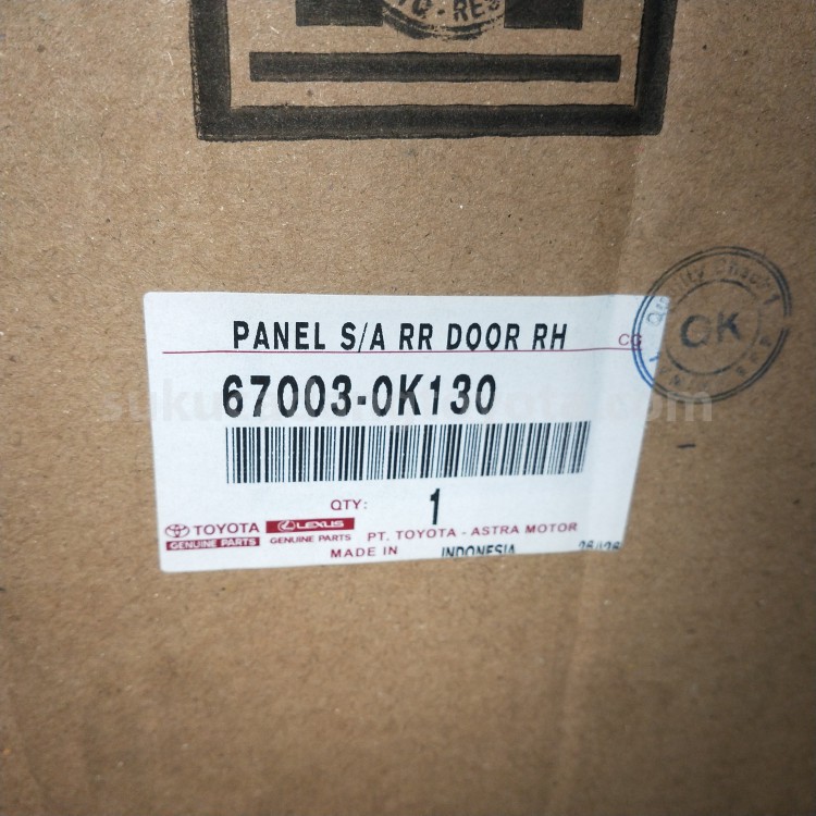 670030K130 PANEL S/A RR DOOR RH - TOYOTA