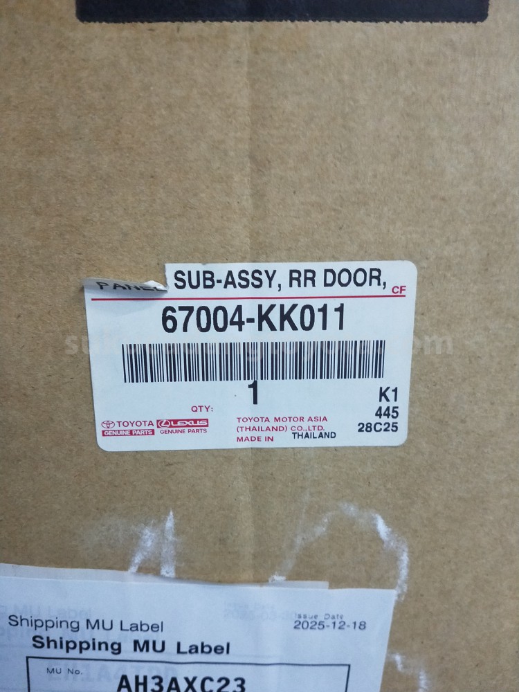 67004KK011 PANEL SUB-ASSY, RR D - TOYOTA
