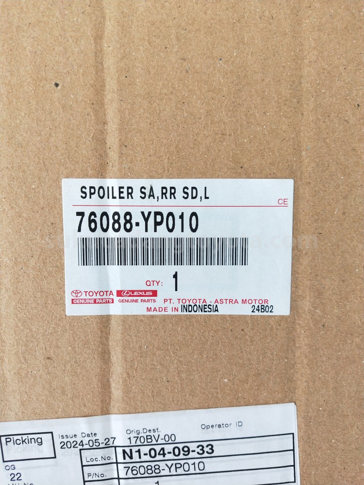 76088YP010 SPOILER SA,RR SD,L - TOYOTA