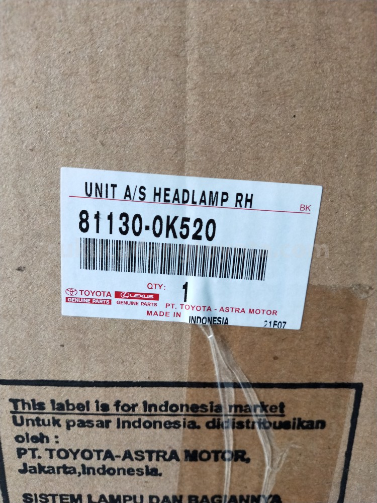 811300K520 UNIT A/S HEADLAMP RH - TOYOTA