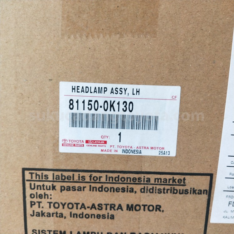 811500K130 HEADLAMP ASSY, LH - TOYOTA