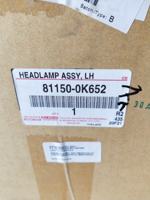 811500K652 HEADLAMP ASSY, LH - TOYOTA