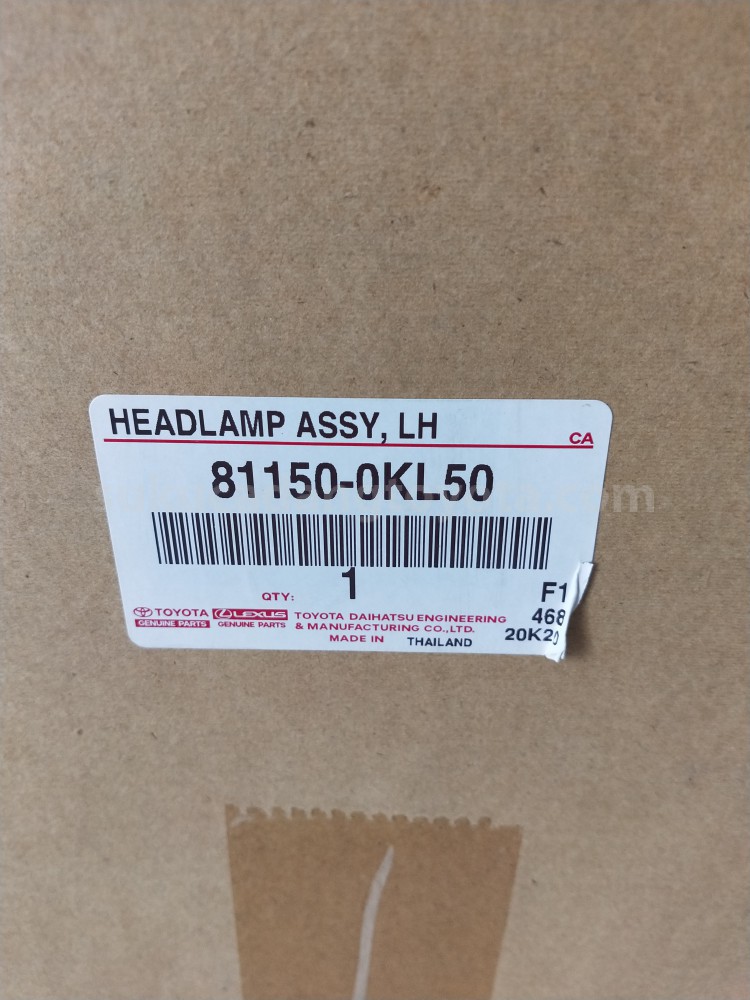 811500KL50 HEADLAMP ASSY, LH - TOYOTA