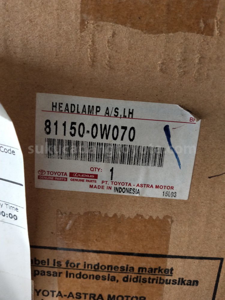811500W070 HEADLAMP A/S,LH - TOYOTA