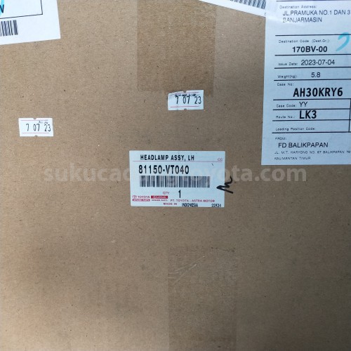 81150VT040 HEADLAMP ASSY, LH - TOYOTA