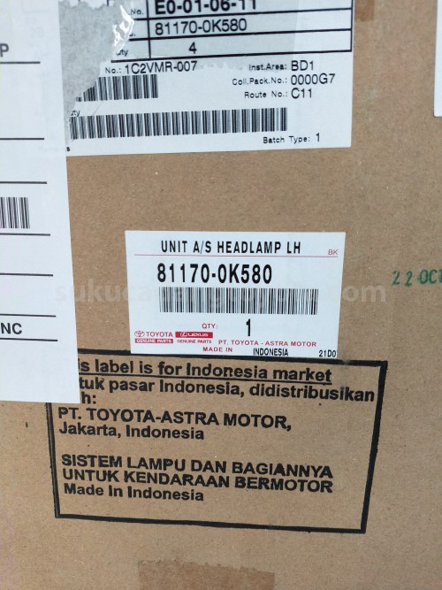 811700K580 UNIT A/S HEADLAMP LH - TOYOTA