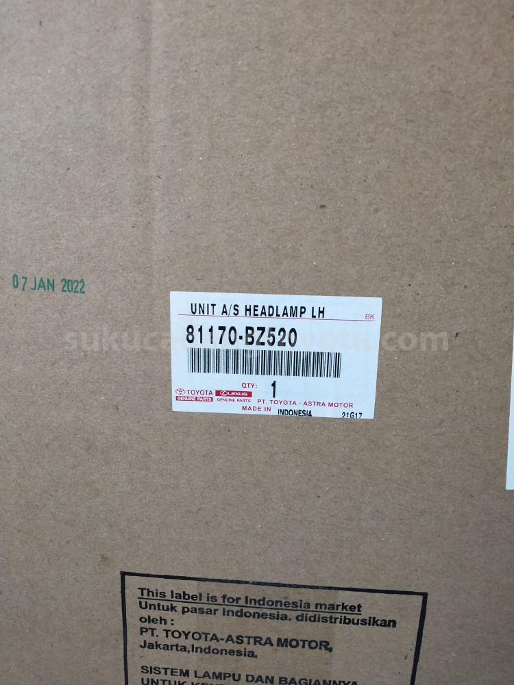 81170BZ520 UNIT A/S HEADLAMP LH - TOYOTA