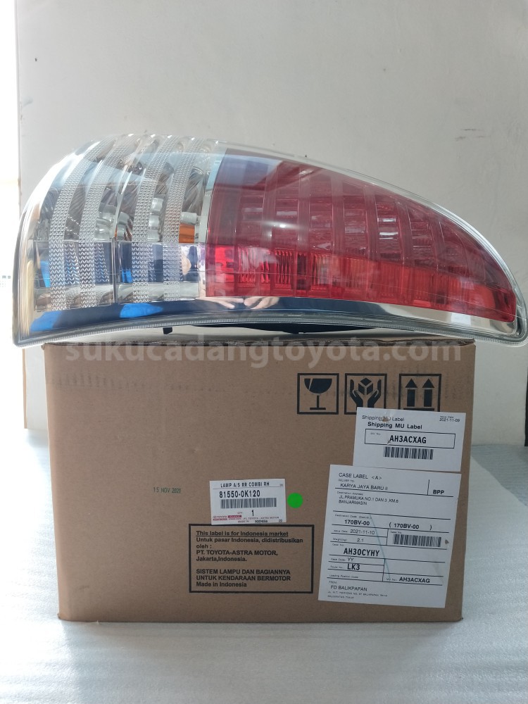 815500K120 LAMP A/S RR COMBI RH - TOYOTA