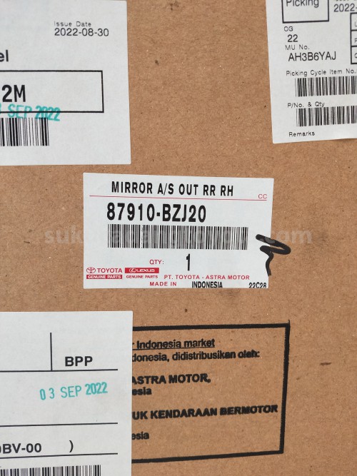 87910BZJ20 MIRROR A/S OUT RR RH - TOYOTA
