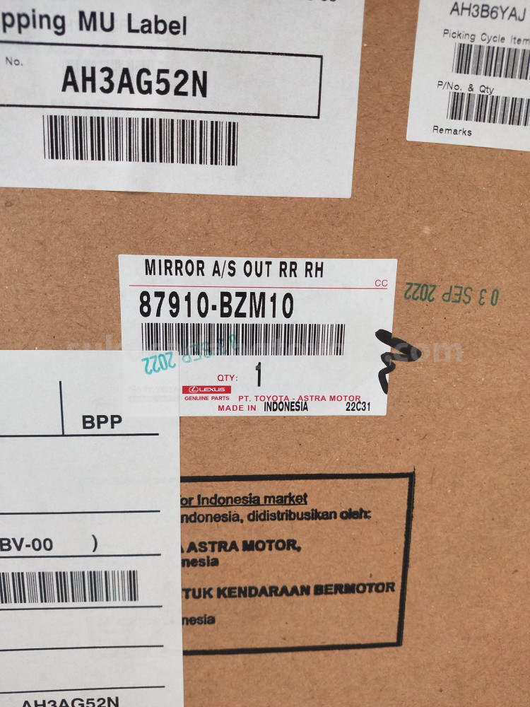 87910BZM10 MIRROR A/S OUT RR RH - TOYOTA