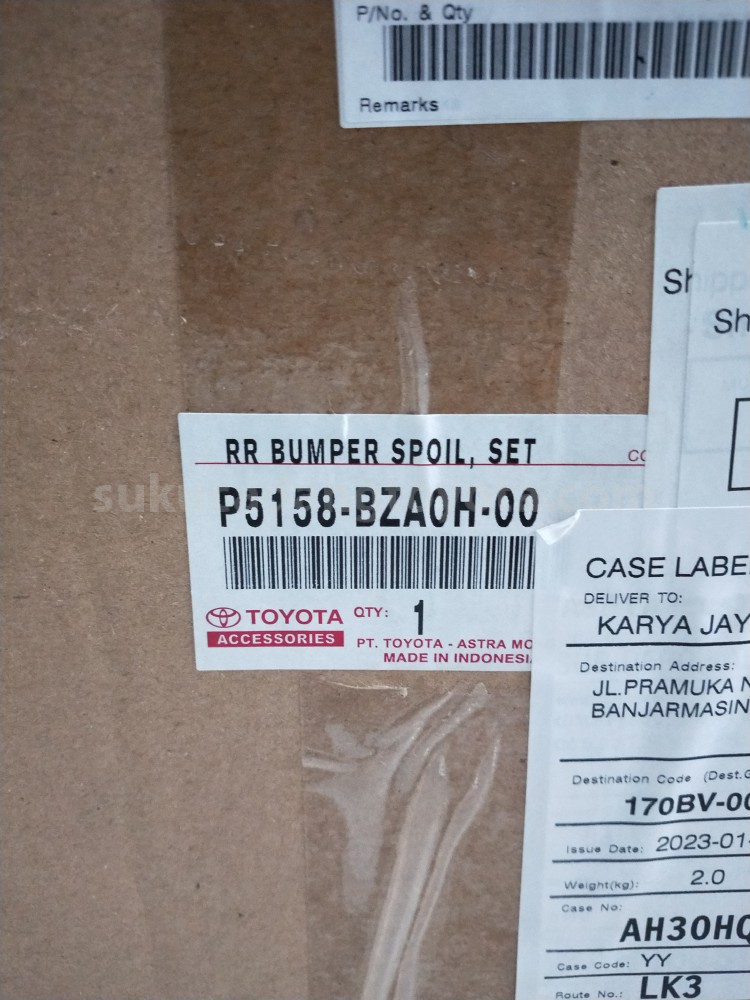 P5158BZA0H00 RR BUMPER SPOIL, SET - TOYOTA