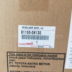 811500K130 HEADLAMP ASSY, LH - TOYOTA