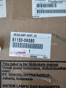 811500K580 HEADLAMP ASSY, LH - TOYOTA