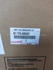 811700K520 UNIT A/S HEADLAMP LH - TOYOTA